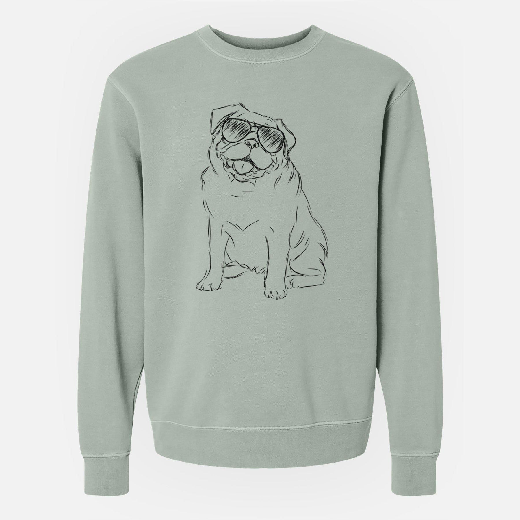 Aviator Higgins the Pug - Unisex Pigment Dyed Crew Sweatshirt