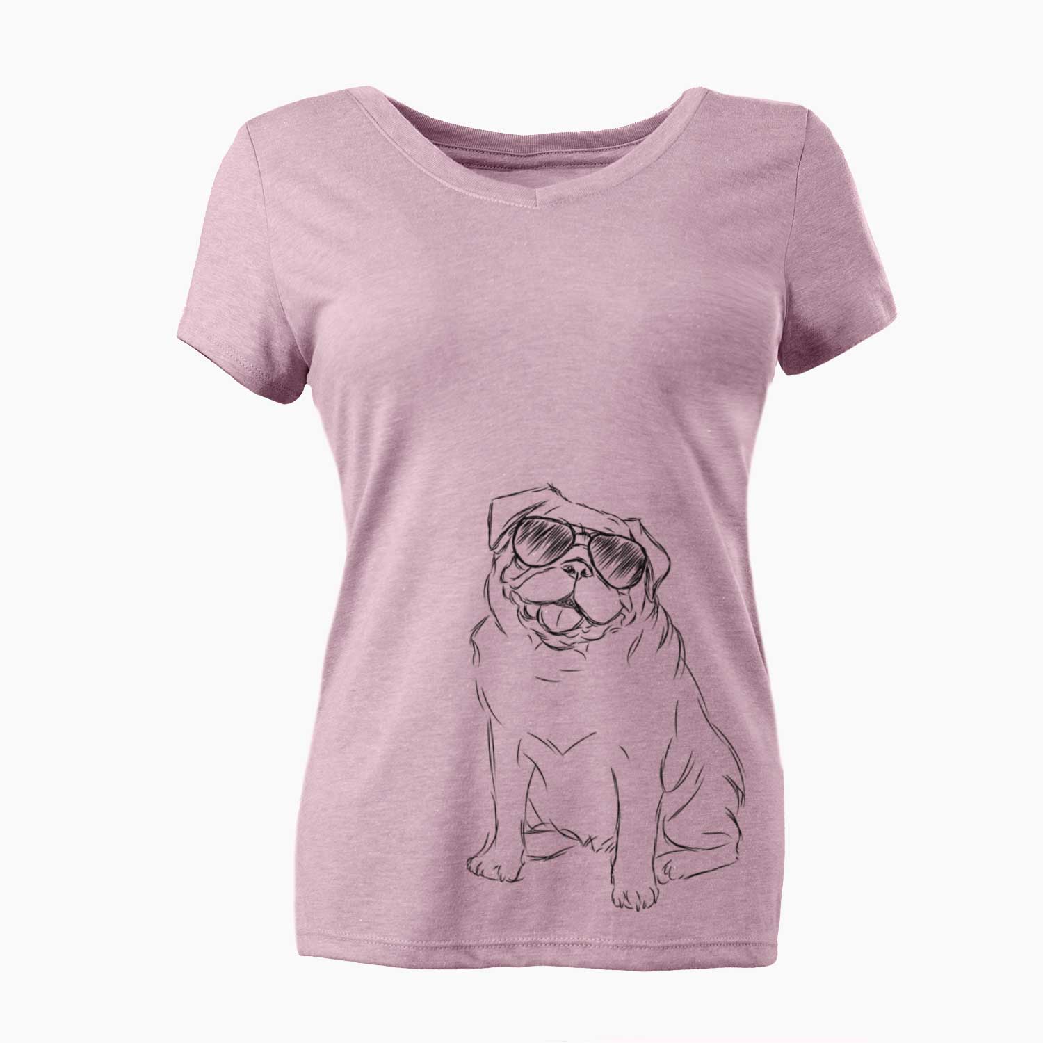 Aviator Higgins the Pug - Women's V-neck Shirt