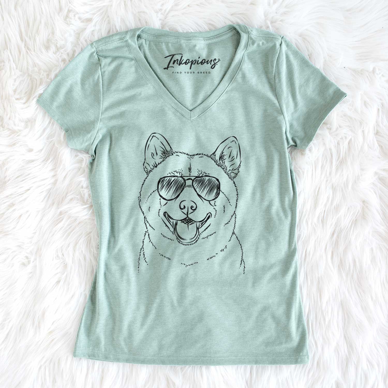 Aviator Hiro the Shiba Inu - Women's V-neck Shirt