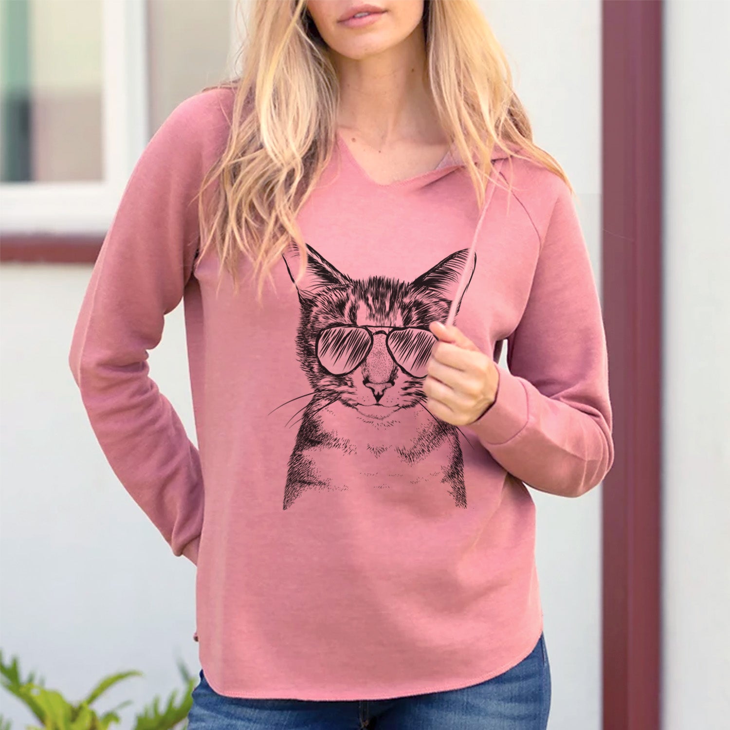 Aviator Hobbes the Tabby Cat - Cali Wave Hooded Sweatshirt