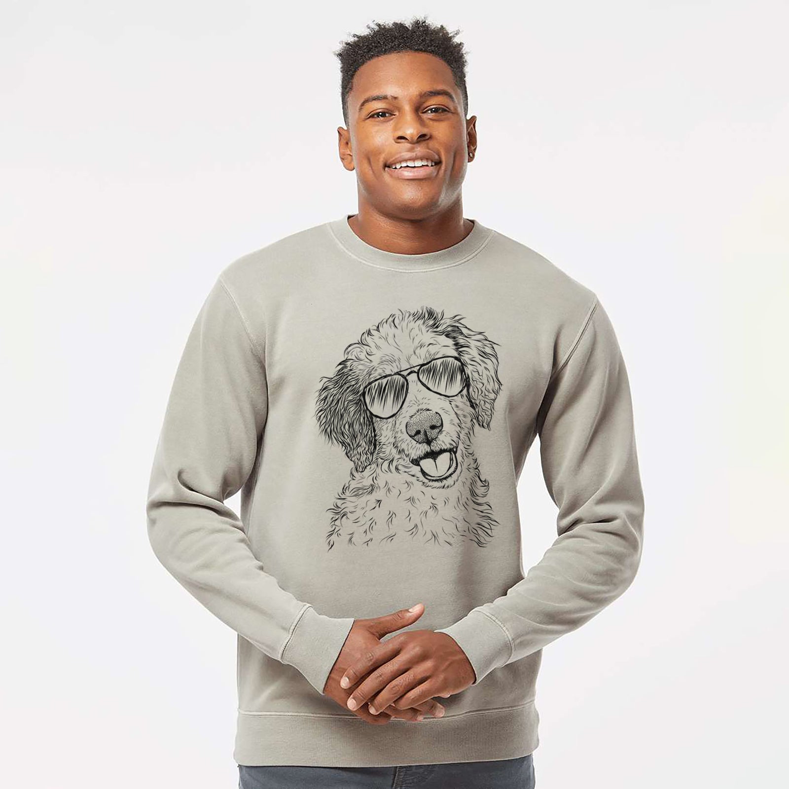 Aviator Hoge the Aussiedoodle - Unisex Pigment Dyed Crew Sweatshirt