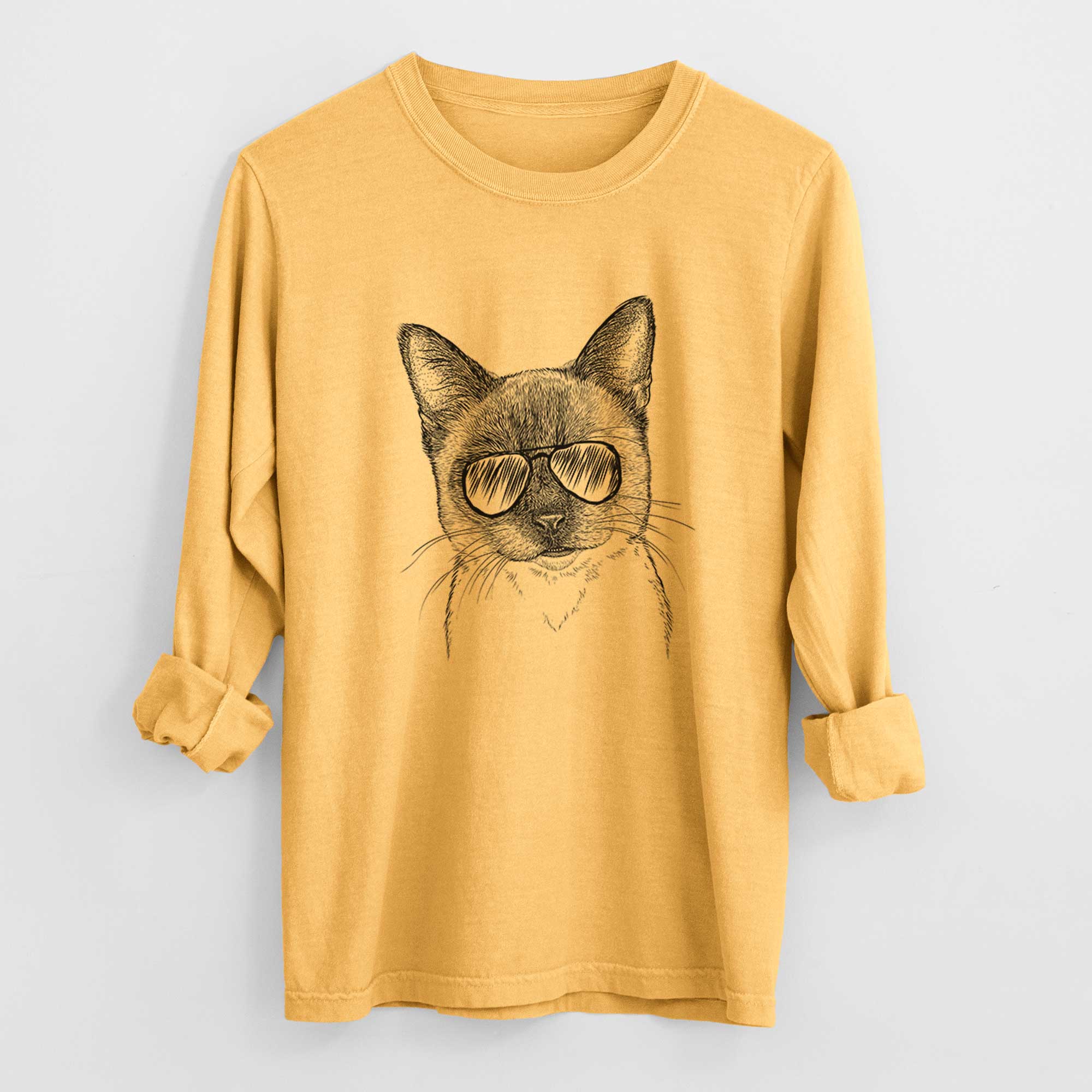 Aviators Hoggle the Siamese Cat - Heavyweight 100% Cotton Long Sleeve