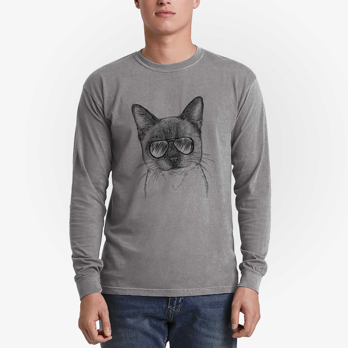 Aviators Hoggle the Siamese Cat - Heavyweight 100% Cotton Long Sleeve