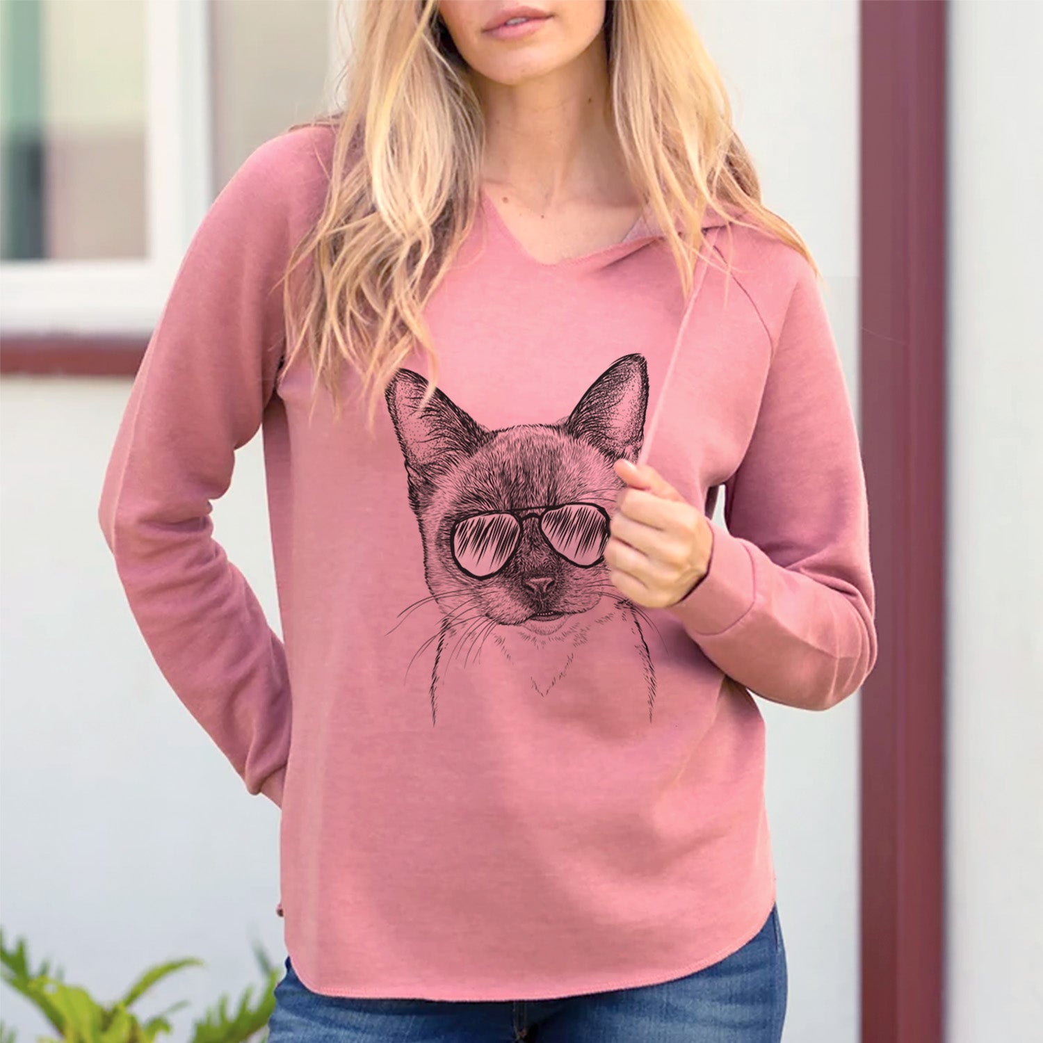 Aviator Hoggle the Siamese Cat - Cali Wave Hooded Sweatshirt