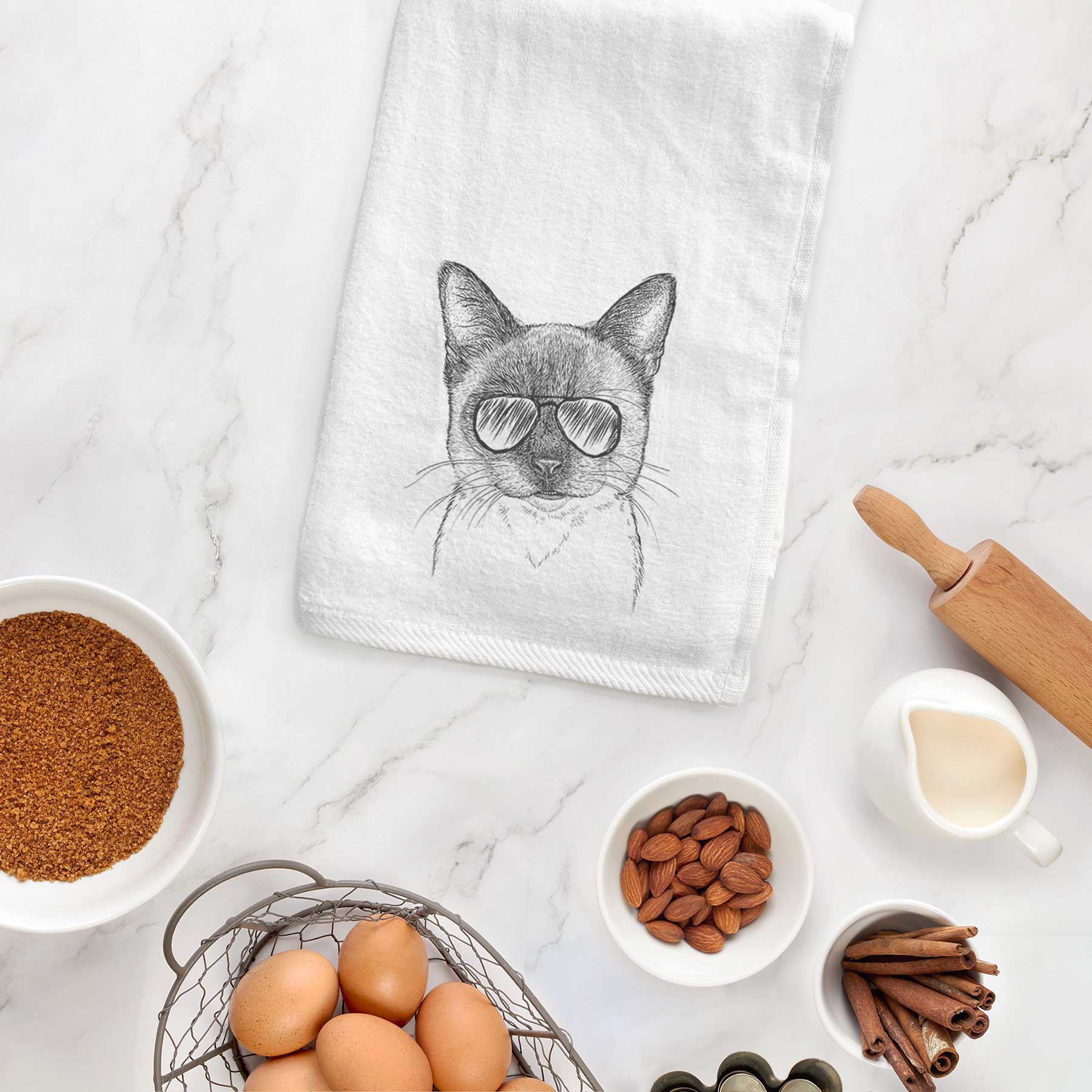 Hoggle the Siamese Cat Decorative Hand Towel