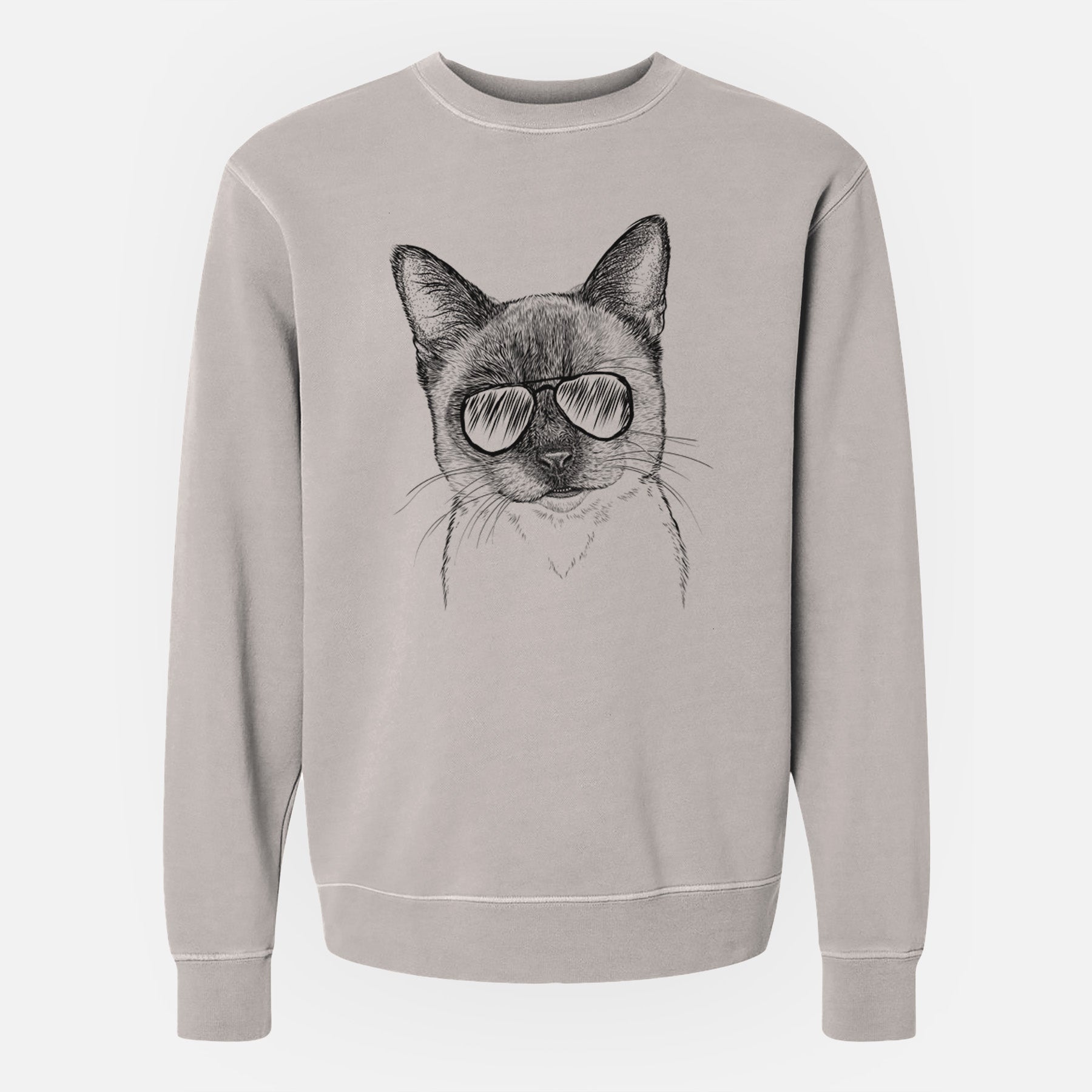 Aviator Hoggle the Siamese Cat - Unisex Pigment Dyed Crew Sweatshirt