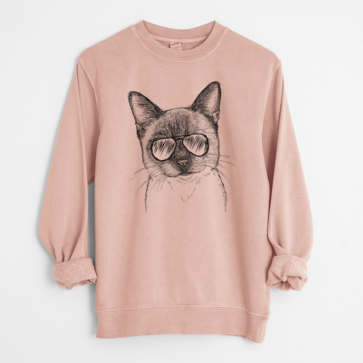 Aviator Hoggle the Siamese Cat - Unisex Pigment Dyed Crew Sweatshirt