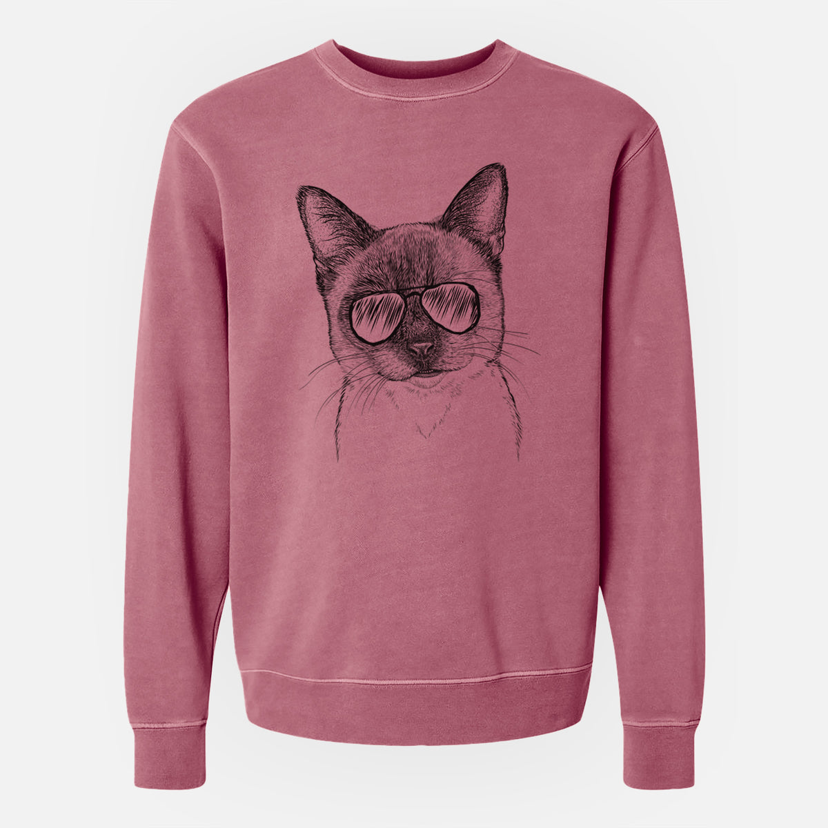 Aviator Hoggle the Siamese Cat - Unisex Pigment Dyed Crew Sweatshirt