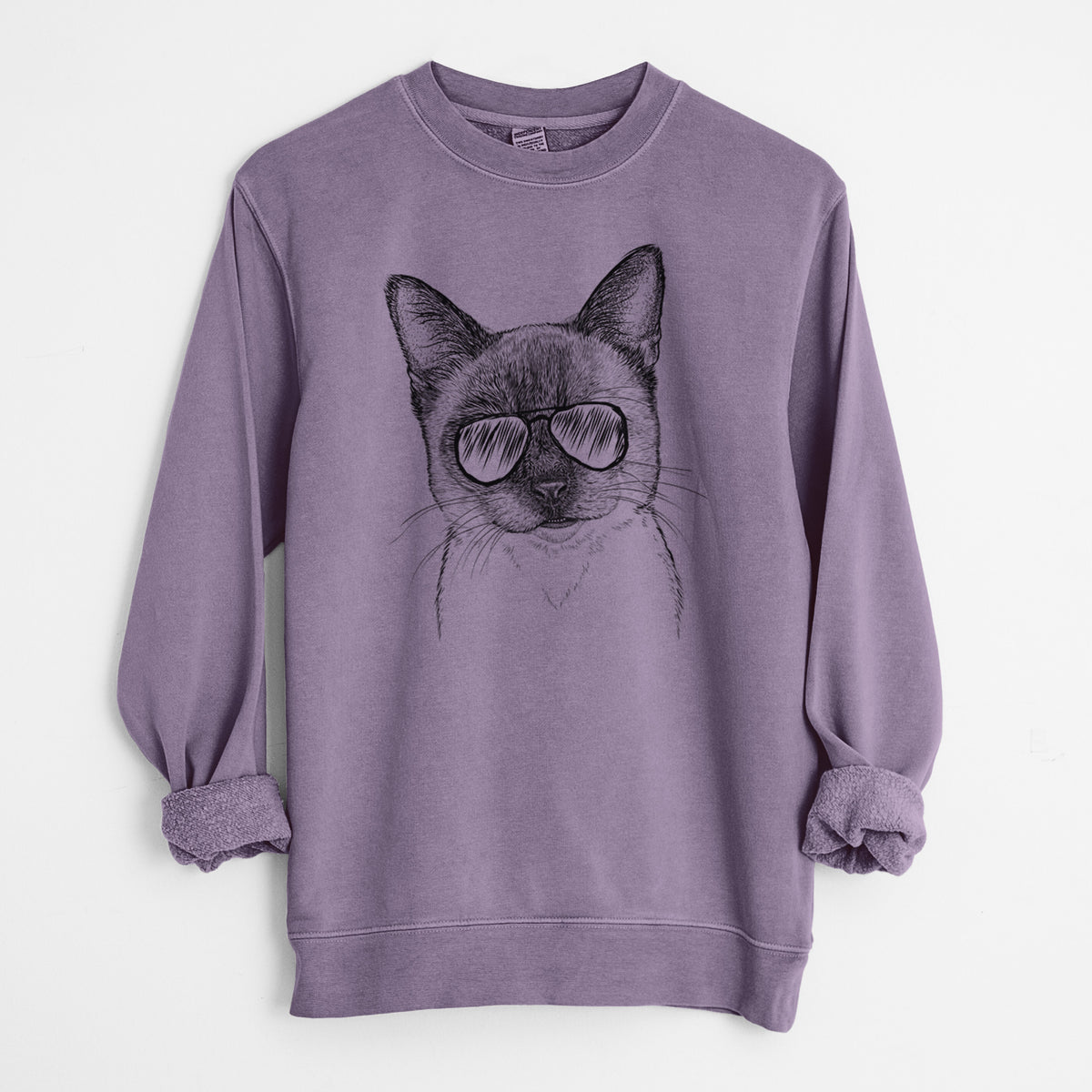 Aviator Hoggle the Siamese Cat - Unisex Pigment Dyed Crew Sweatshirt