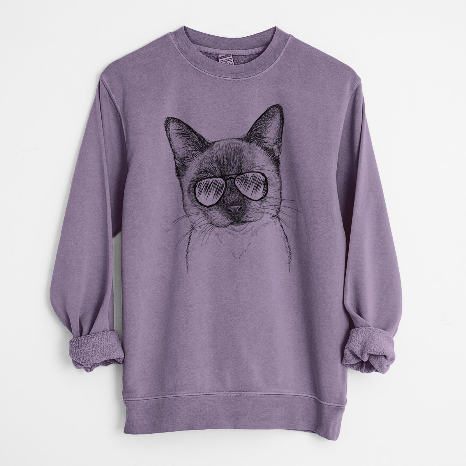 Aviator Hoggle the Siamese Cat - Unisex Pigment Dyed Crew Sweatshirt