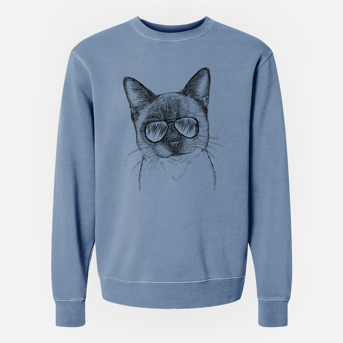 Aviator Hoggle the Siamese Cat - Unisex Pigment Dyed Crew Sweatshirt