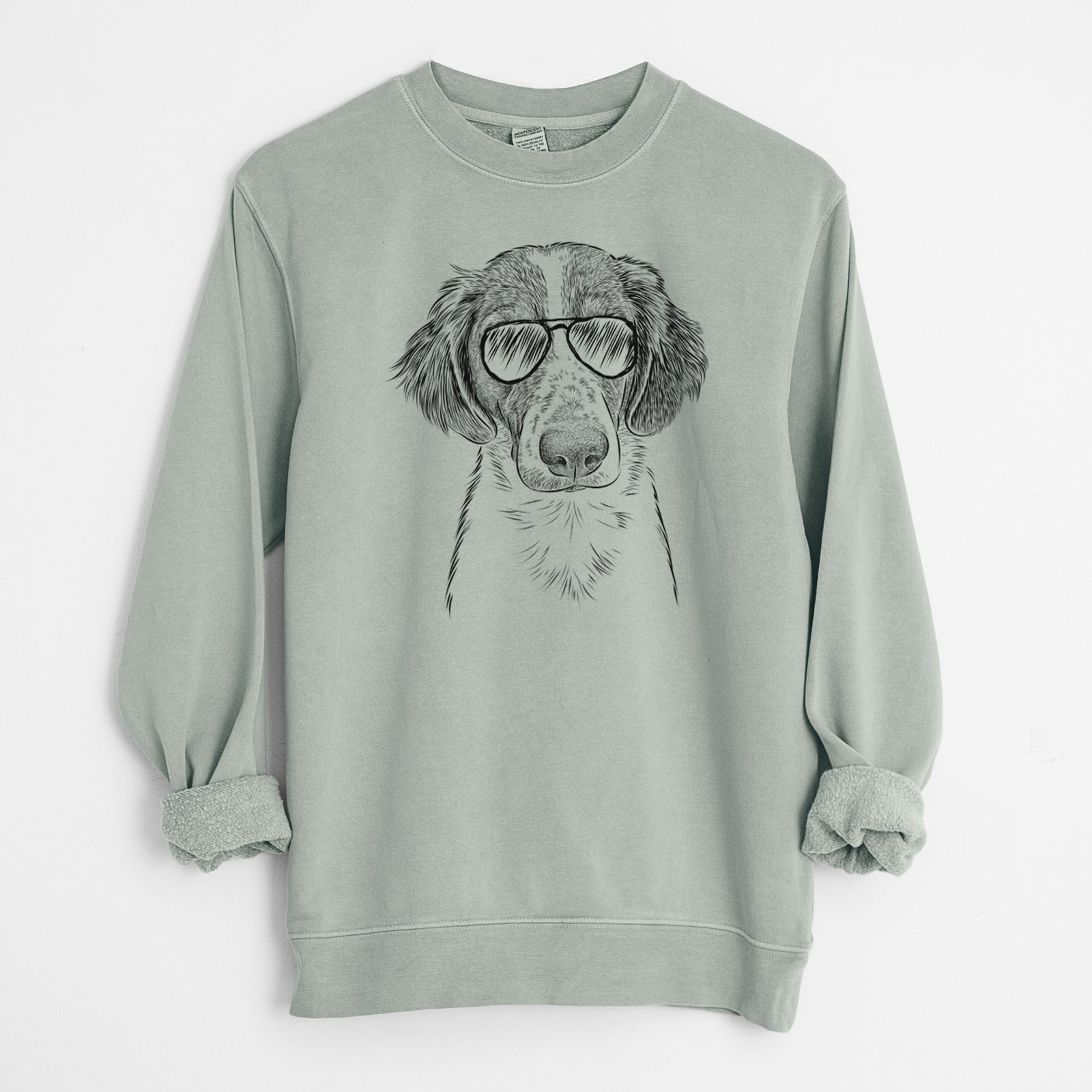 Aviator Holly the Brittany Spaniel - Unisex Pigment Dyed Crew Sweatshirt