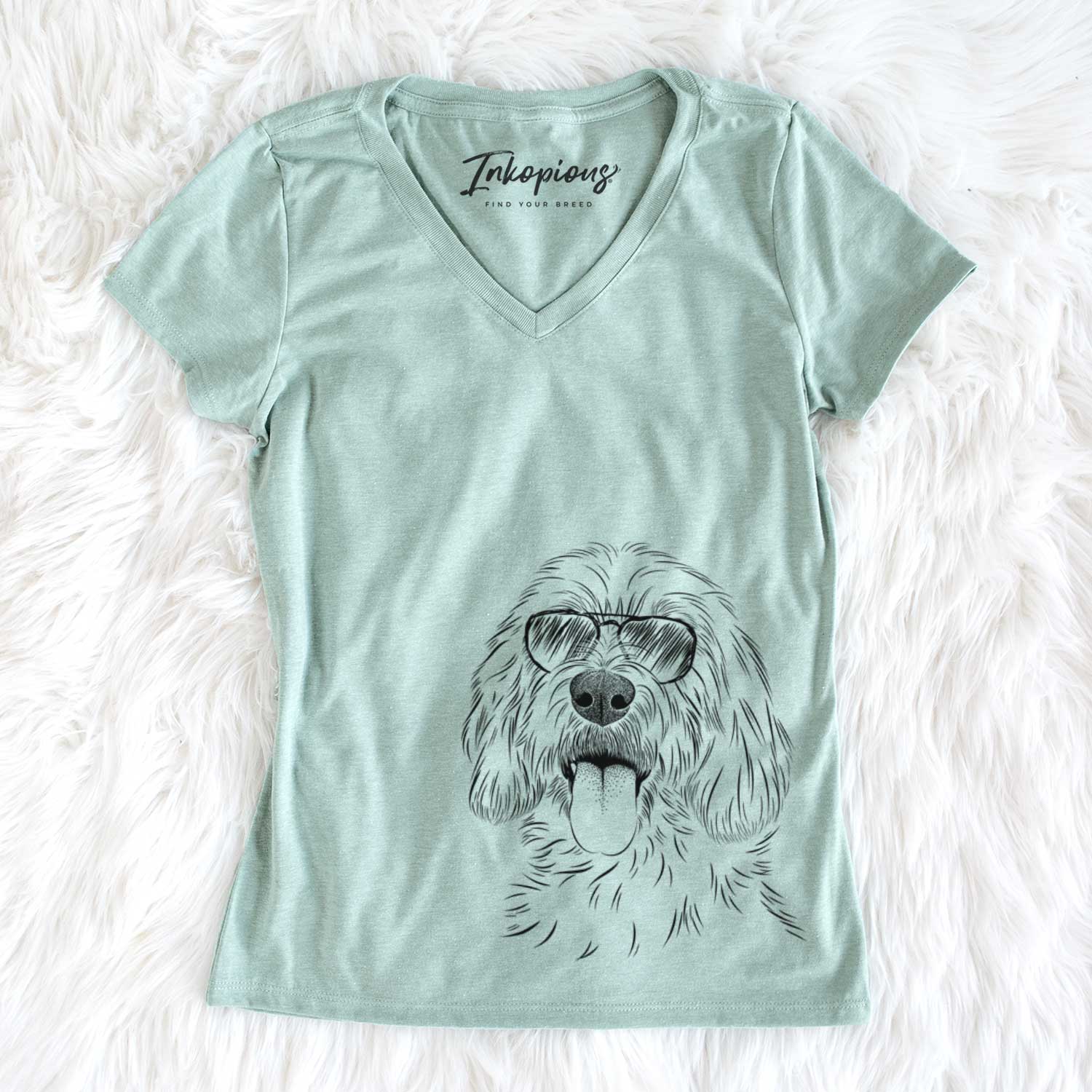 Aviator Homer the Grand Basset Griffon Vendeen - Women's V-neck Shirt