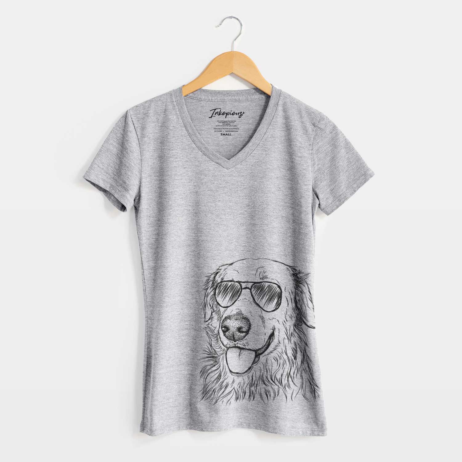 Aviator Hopper the Golden Retriever - Women's V-neck Shirt