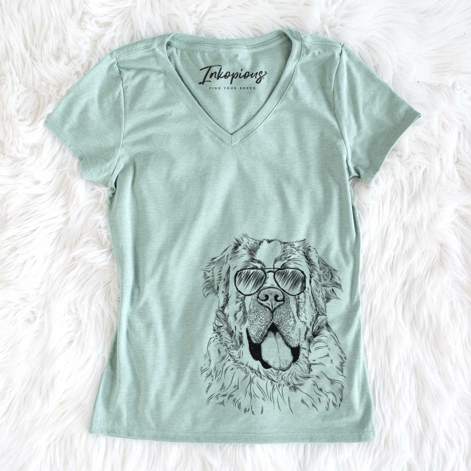 Aviator Hoss the Saint Bernard - Women's V-neck Shirt