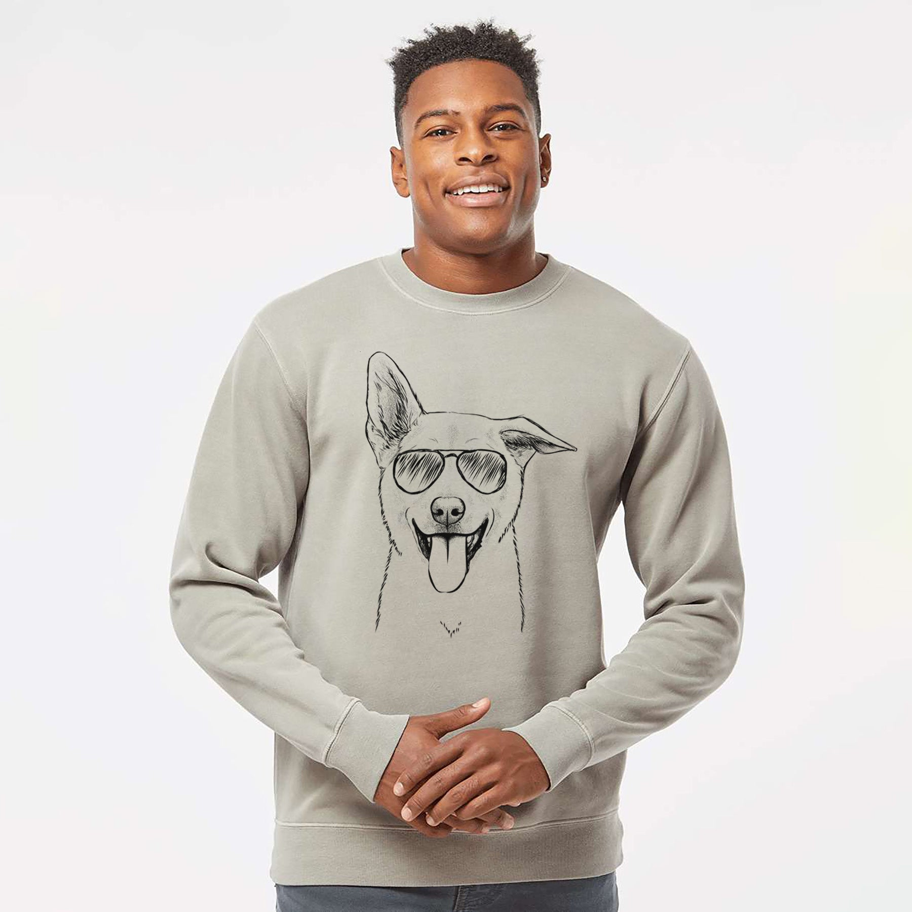 Aviator Hoya the Korean Jindo - Unisex Pigment Dyed Crew Sweatshirt