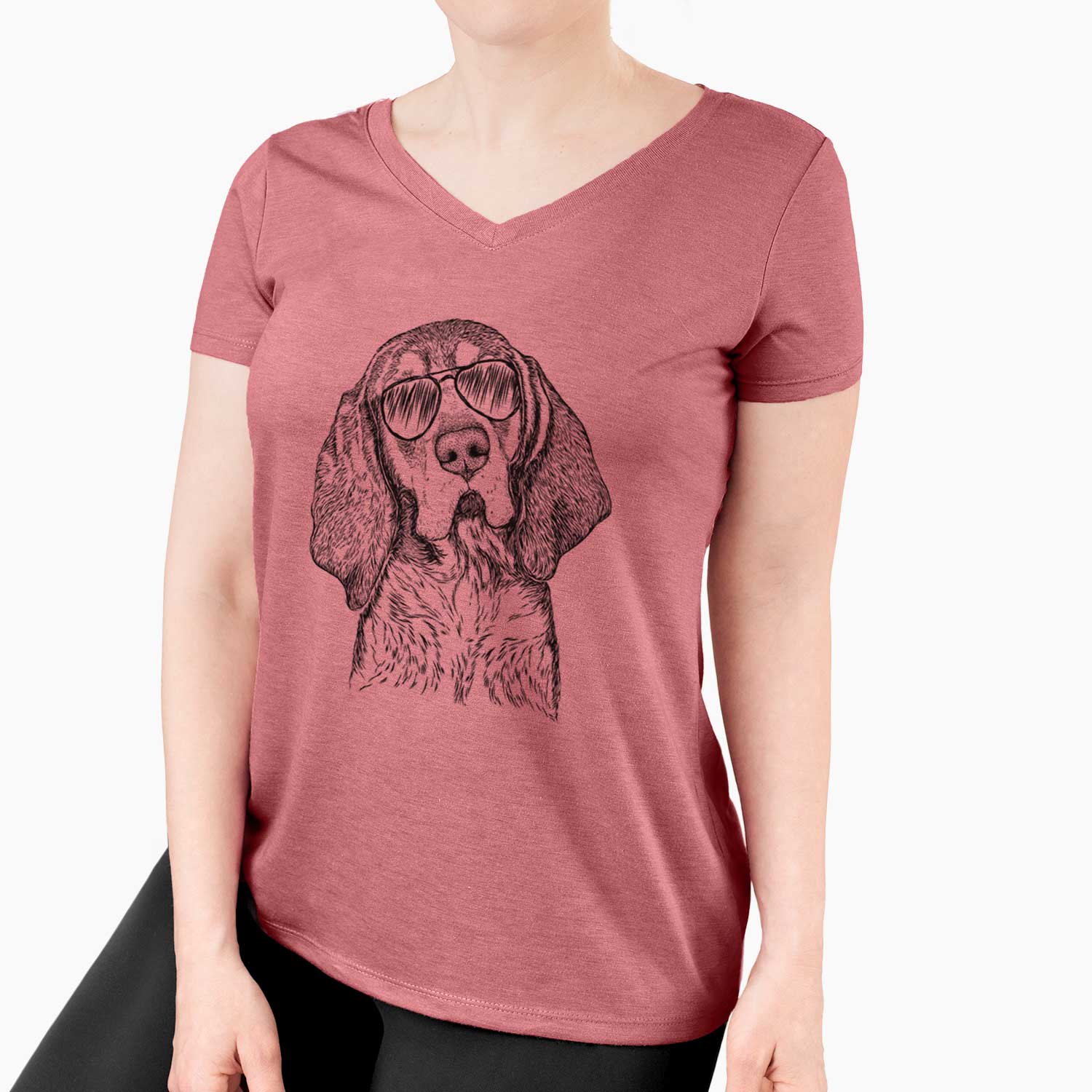 Aviator Huck the Bluetick Coonhound - Women's V-neck Shirt