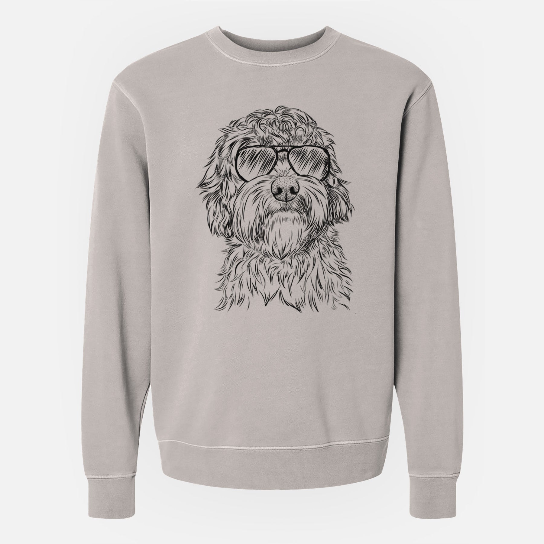 Aviator Huckleberry the Australian Labradoodle - Unisex Pigment Dyed Crew Sweatshirt