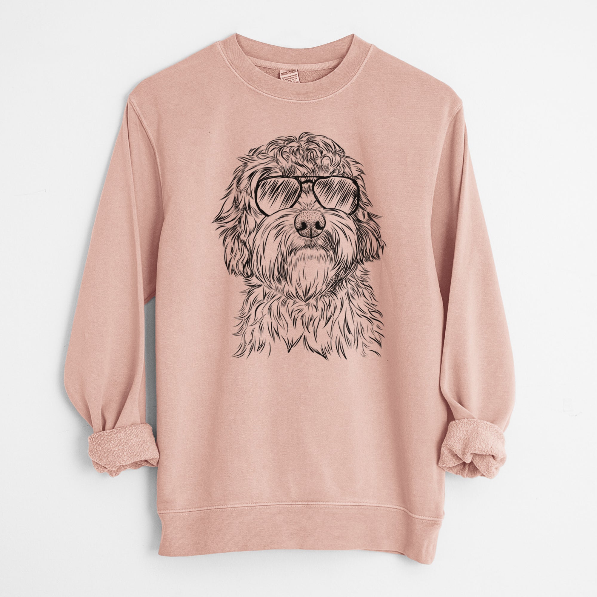 Aviator Huckleberry the Australian Labradoodle - Unisex Pigment Dyed Crew Sweatshirt