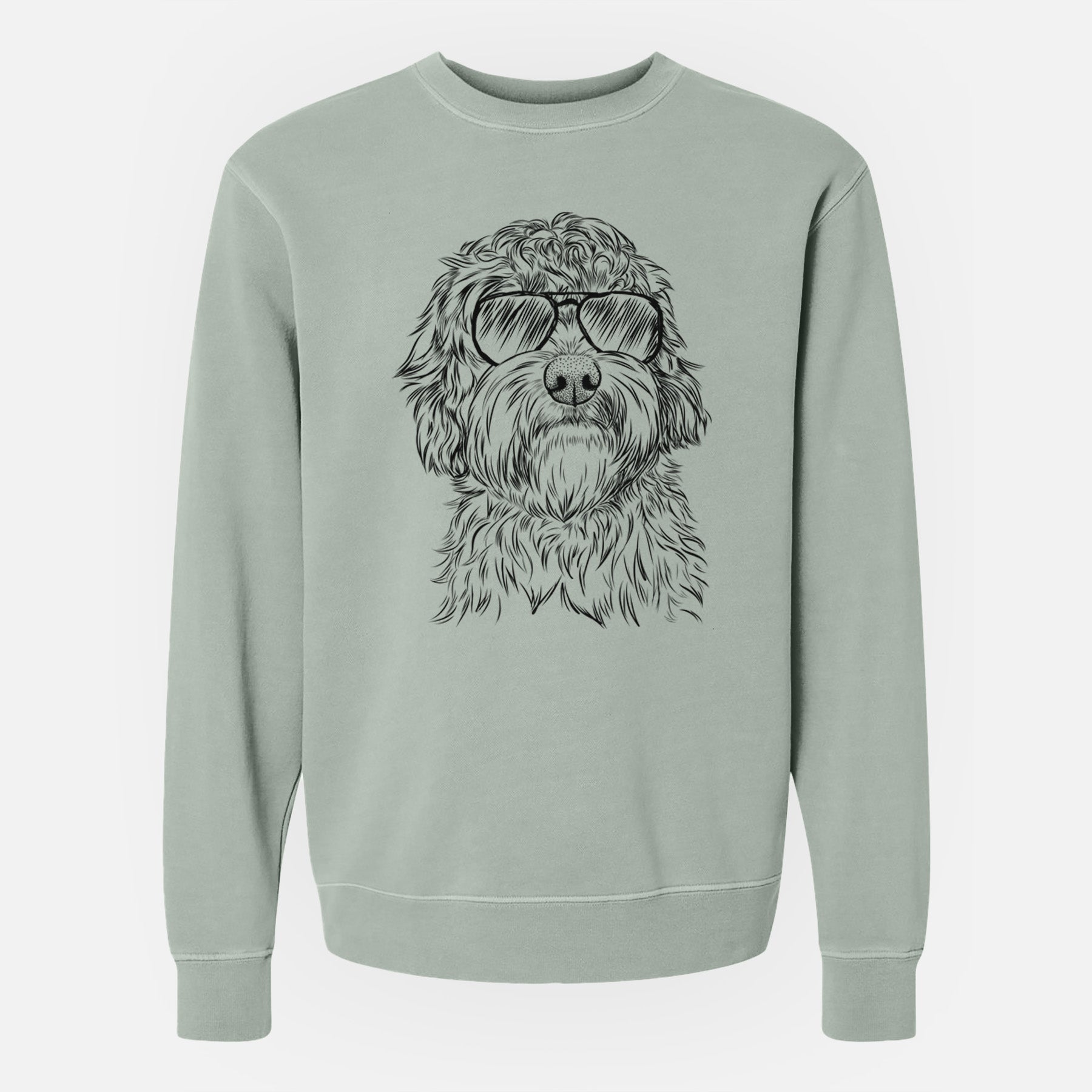 Aviator Huckleberry the Australian Labradoodle - Unisex Pigment Dyed Crew Sweatshirt