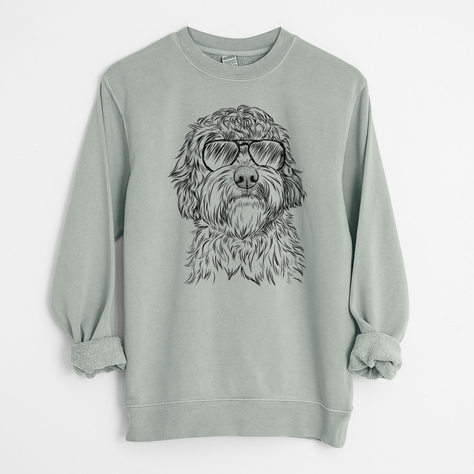 Aviator Huckleberry the Australian Labradoodle - Unisex Pigment Dyed Crew Sweatshirt