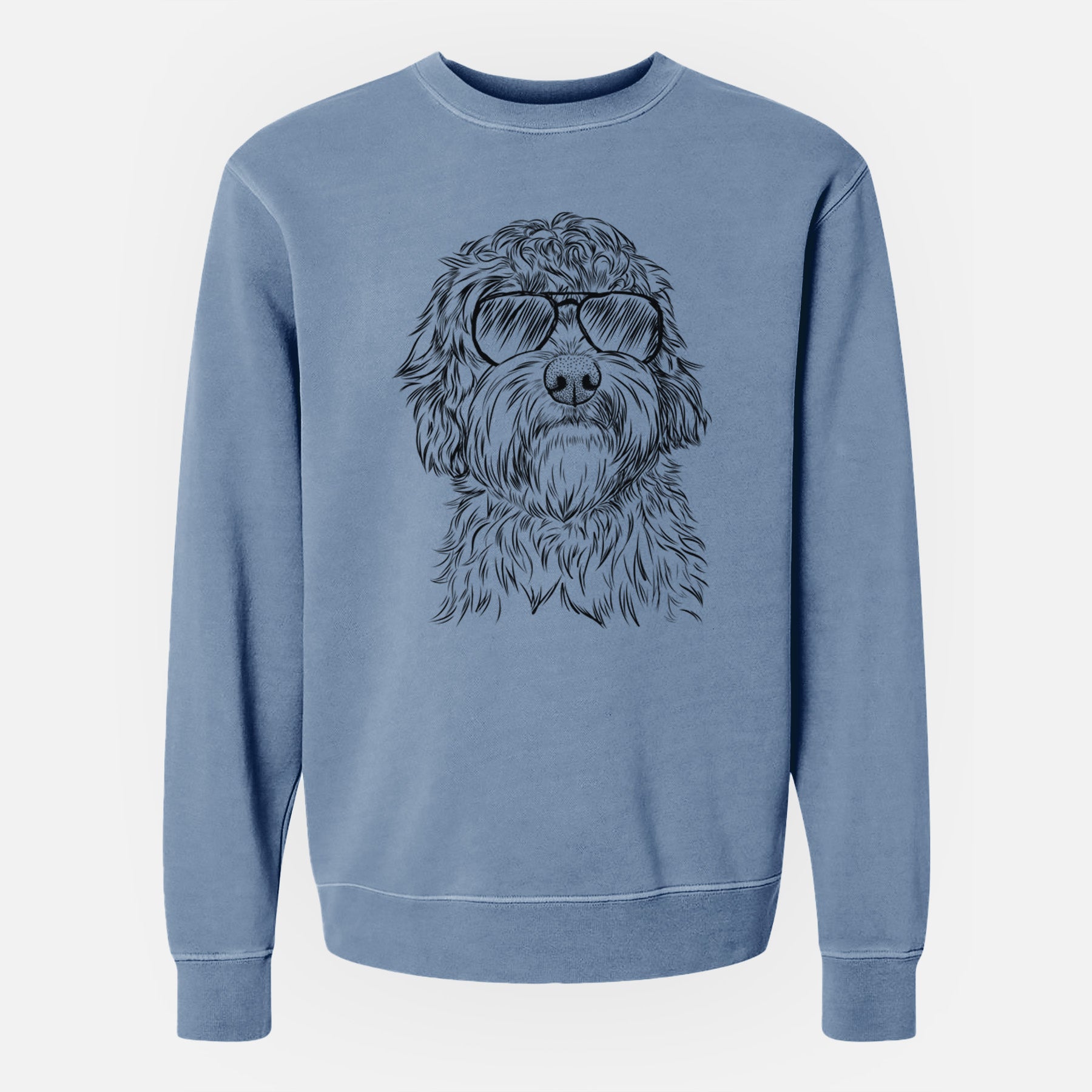 Aviator Huckleberry the Australian Labradoodle - Unisex Pigment Dyed Crew Sweatshirt