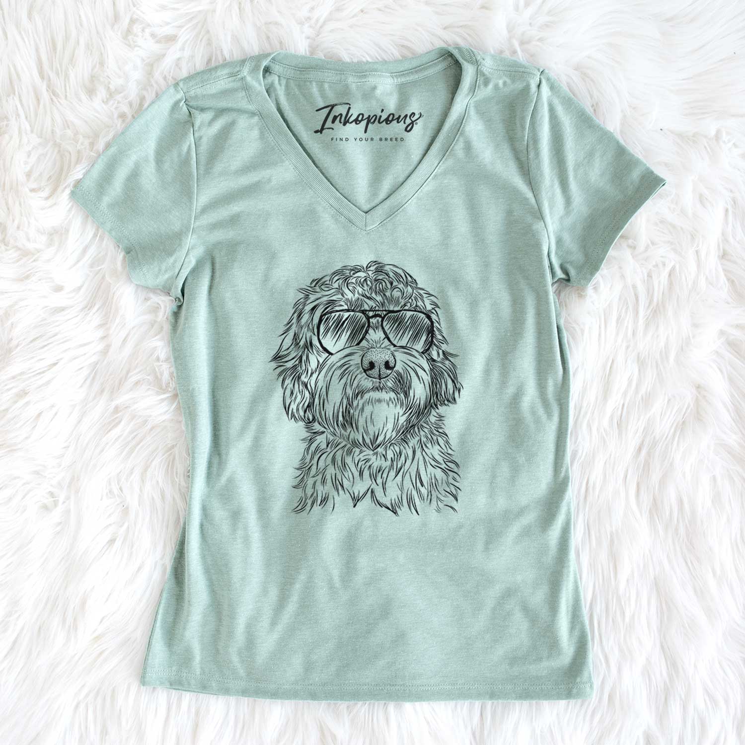 Aviator Huckleberry the Australian Labradoodle - Women's V-neck Shirt