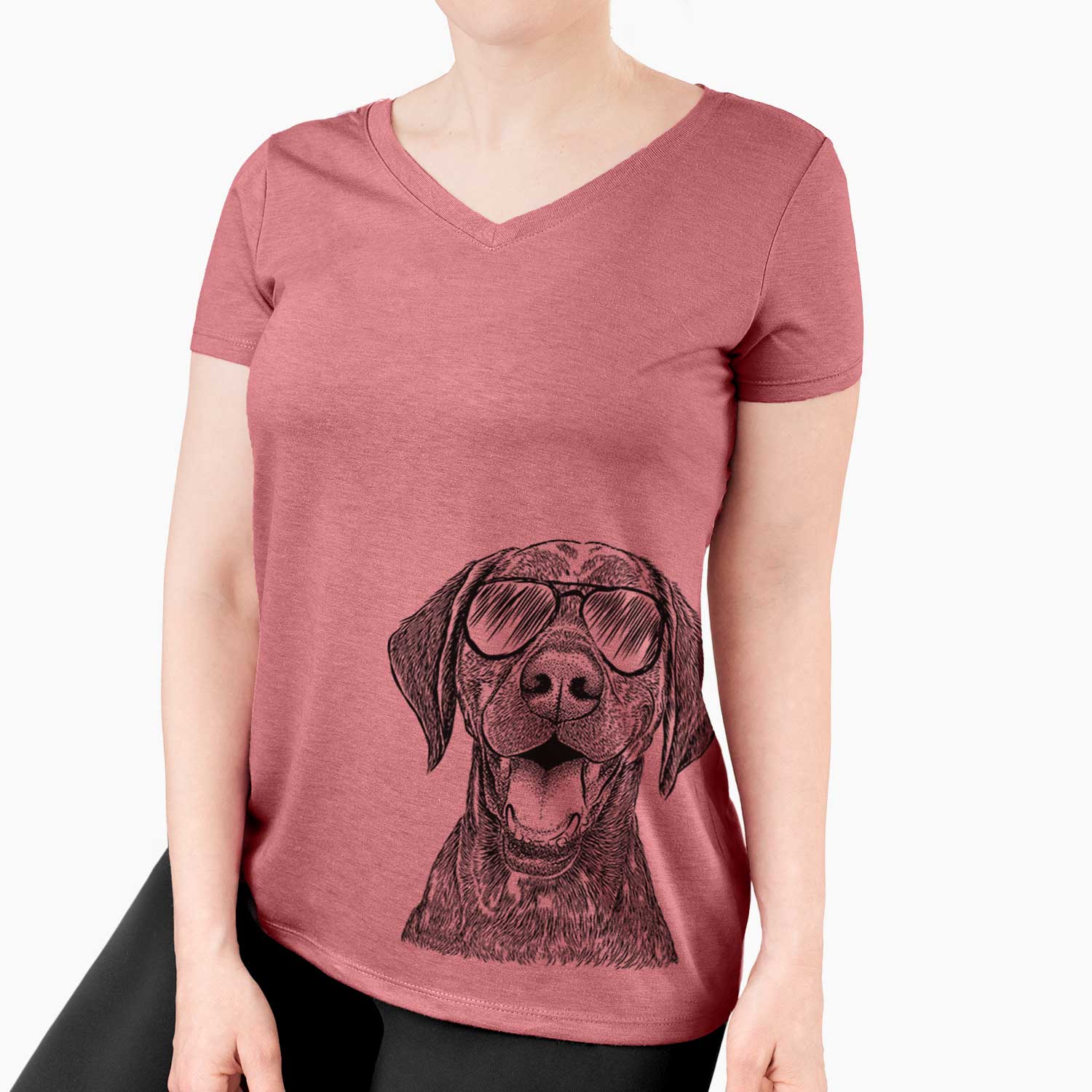 Aviator Hudson the German Shorthaired Pointer - Women's V-neck Shirt