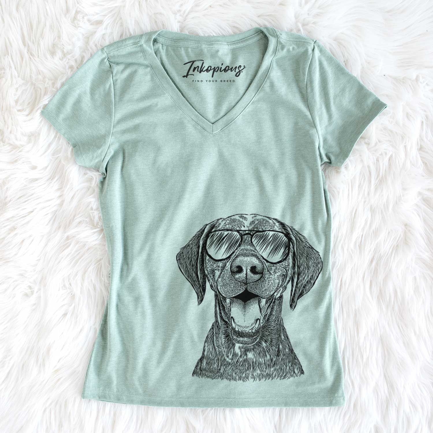 Aviator Hudson the German Shorthaired Pointer - Women's V-neck Shirt