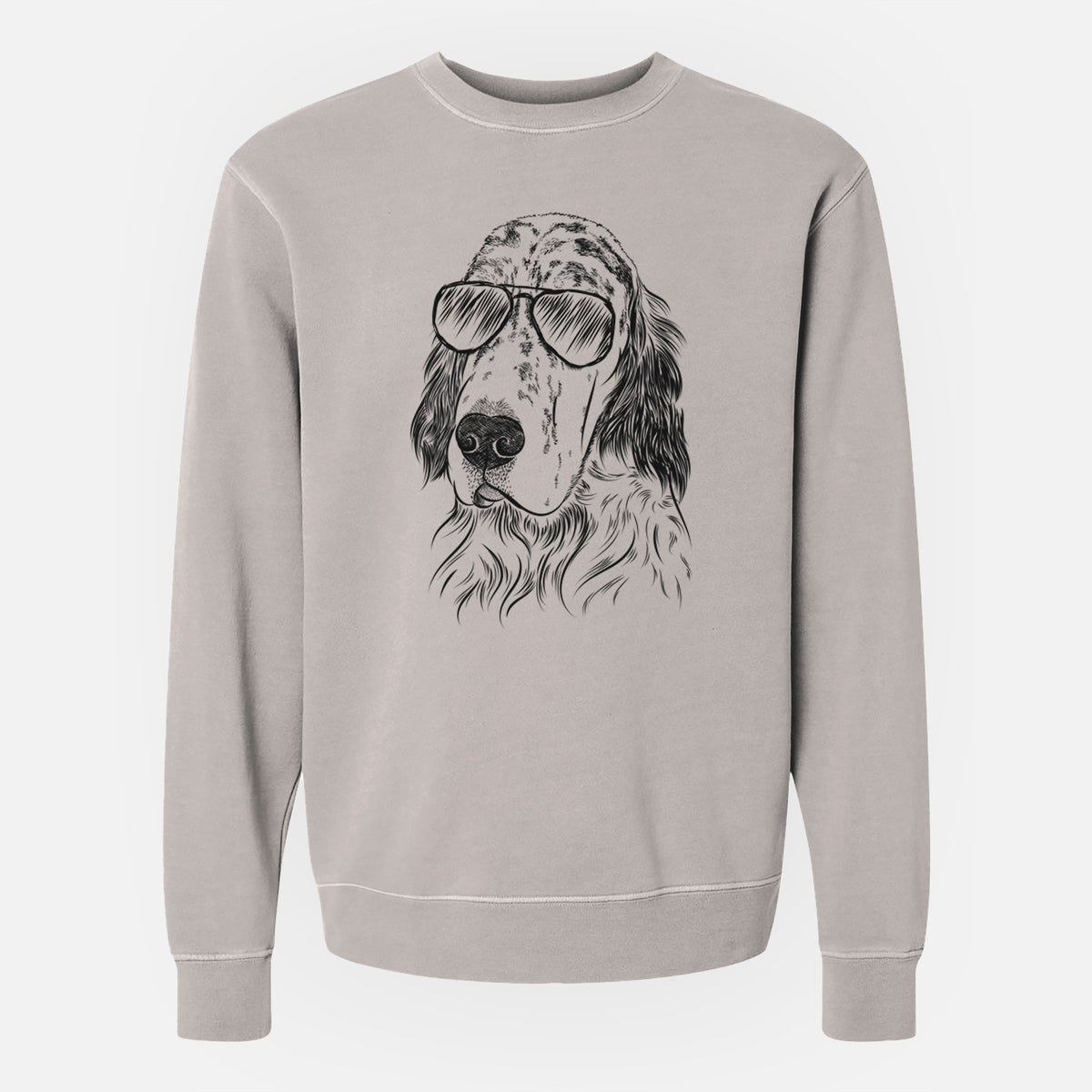 Aviator Hutch the English Setter - Unisex Pigment Dyed Crew Sweatshirt