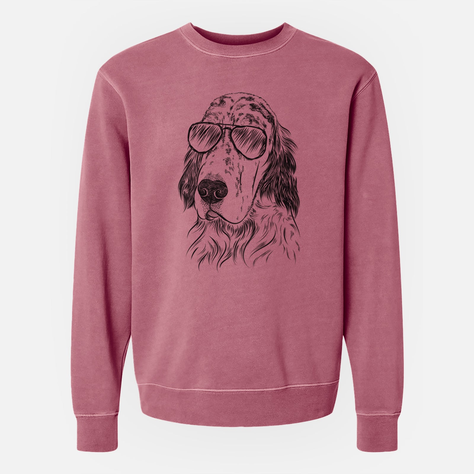Aviator Hutch the English Setter - Unisex Pigment Dyed Crew Sweatshirt