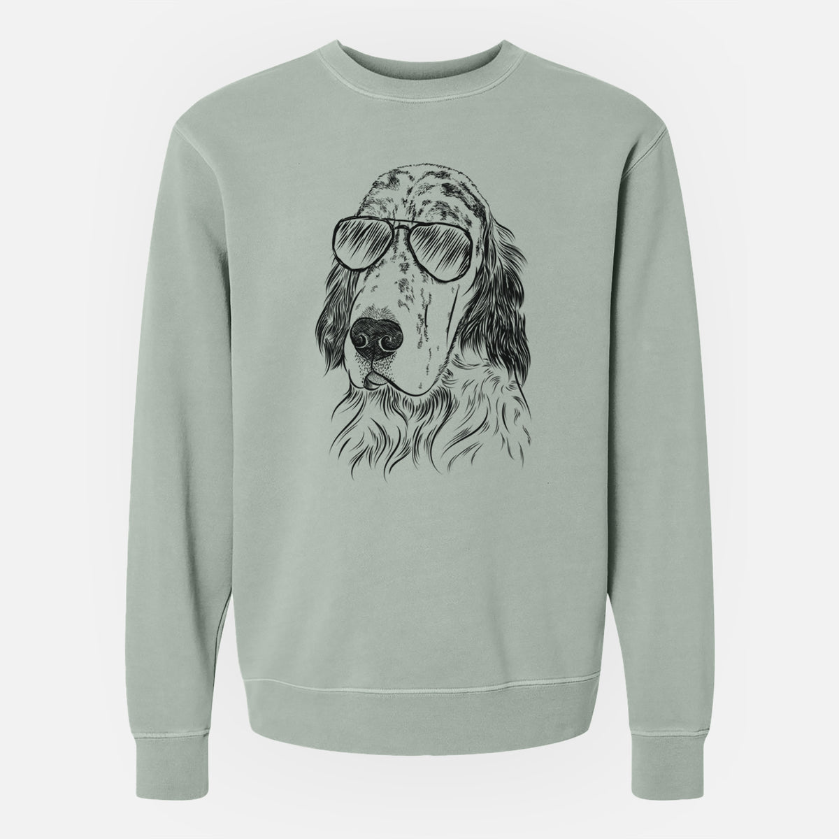 Aviator Hutch the English Setter - Unisex Pigment Dyed Crew Sweatshirt