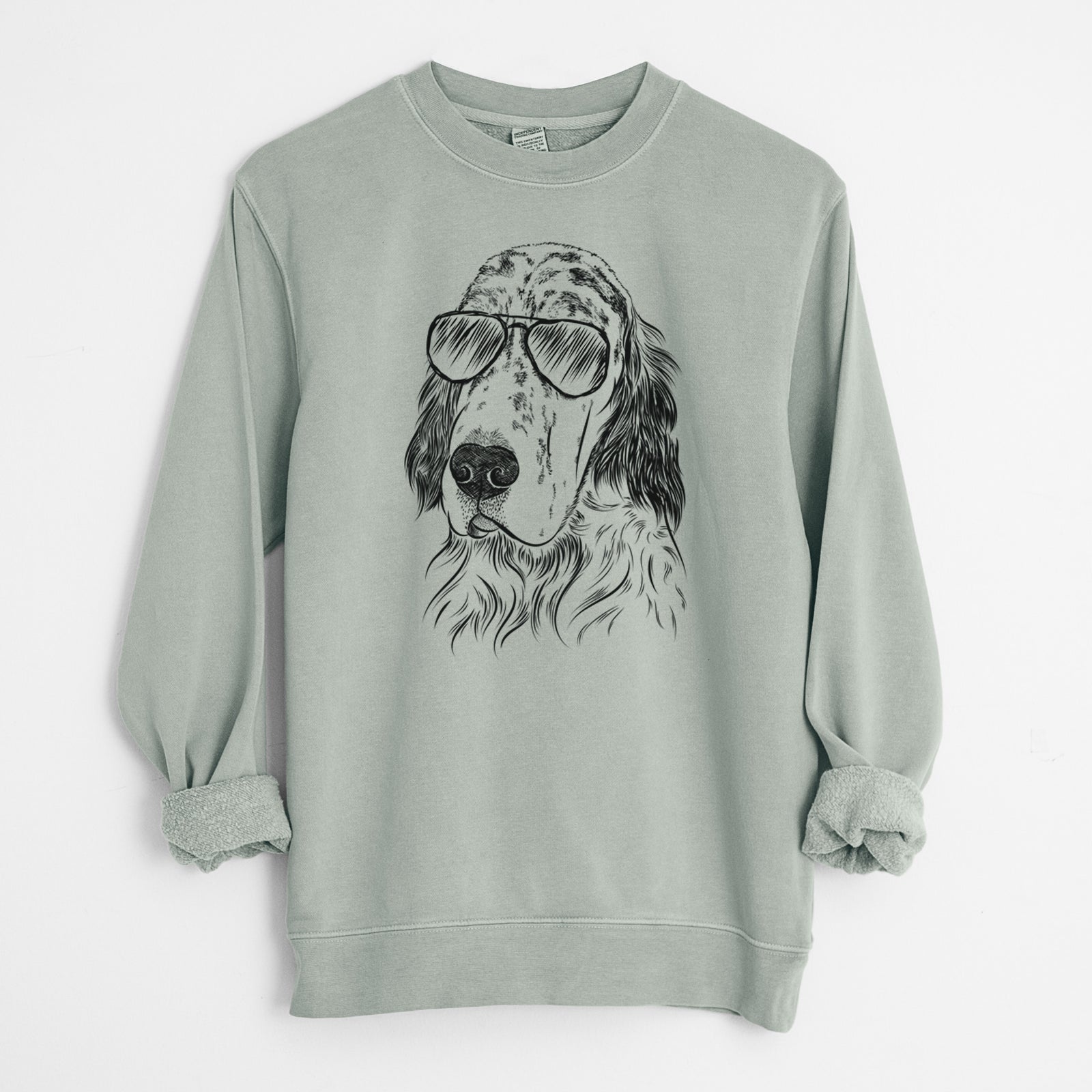Aviator Hutch the English Setter - Unisex Pigment Dyed Crew Sweatshirt