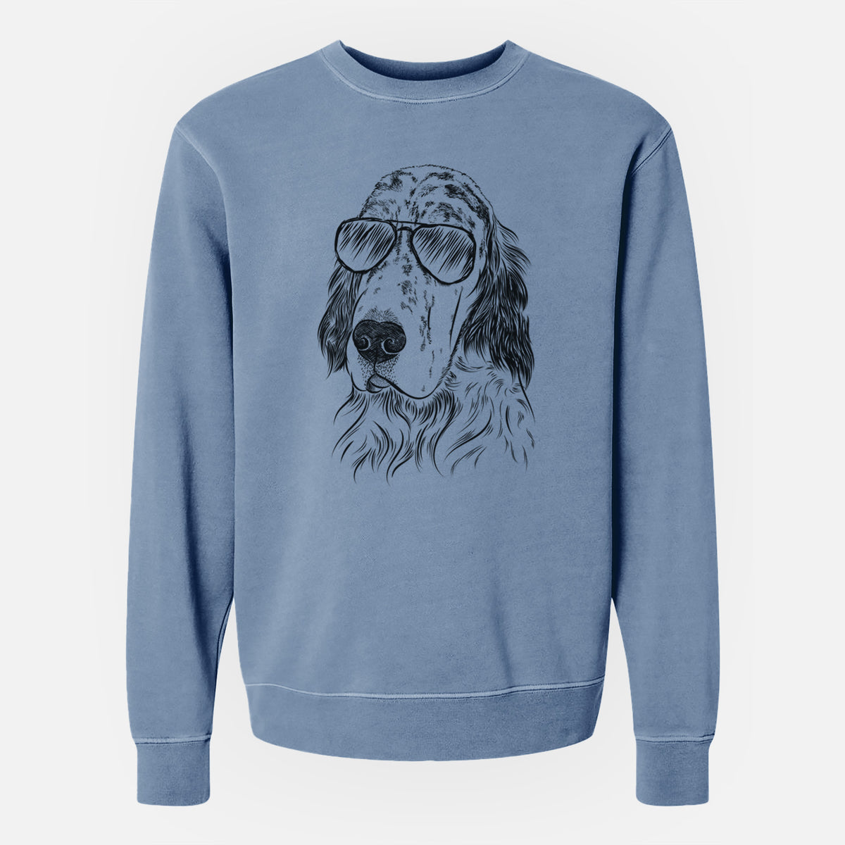 Aviator Hutch the English Setter - Unisex Pigment Dyed Crew Sweatshirt