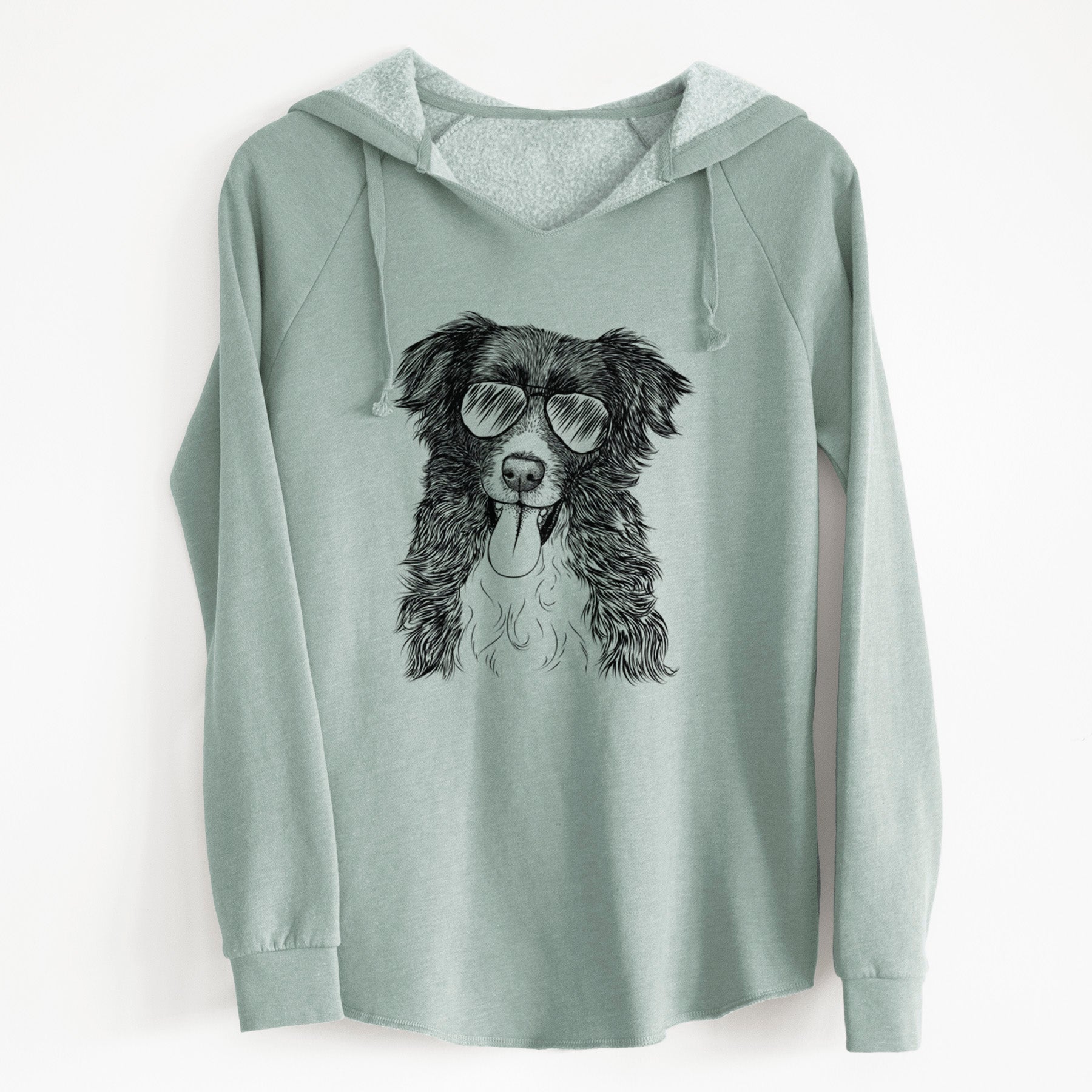 Aviator Indi the Border Collie - Cali Wave Hooded Sweatshirt