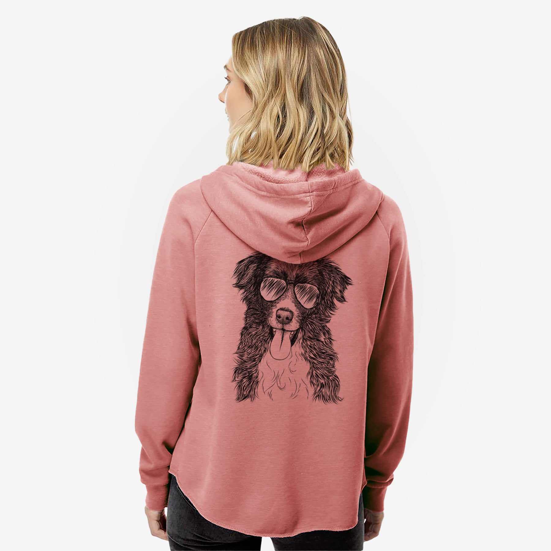 Indi the Border Collie - Women's Cali Wave Zip-Up Sweatshirt