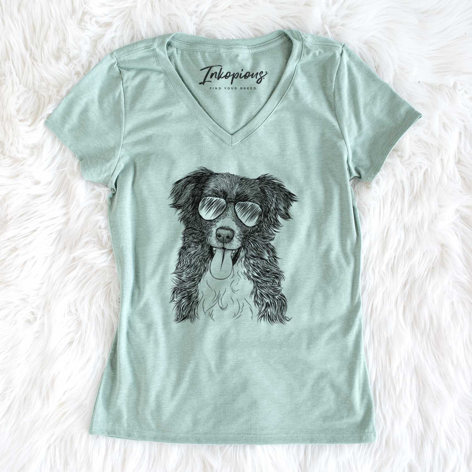 Aviator Indi the Border Collie - Women's V-neck Shirt