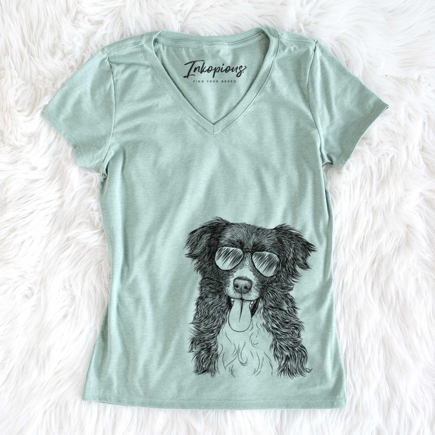 Aviator Indi the Border Collie - Women's V-neck Shirt