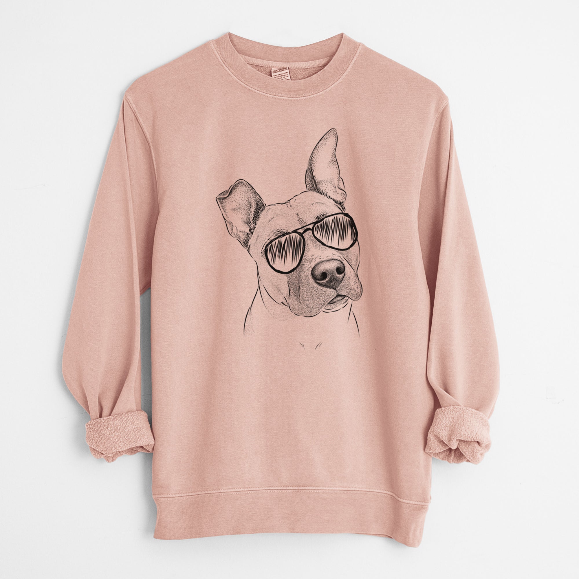 Aviator Ivy the Pitbull Mix - Unisex Pigment Dyed Crew Sweatshirt