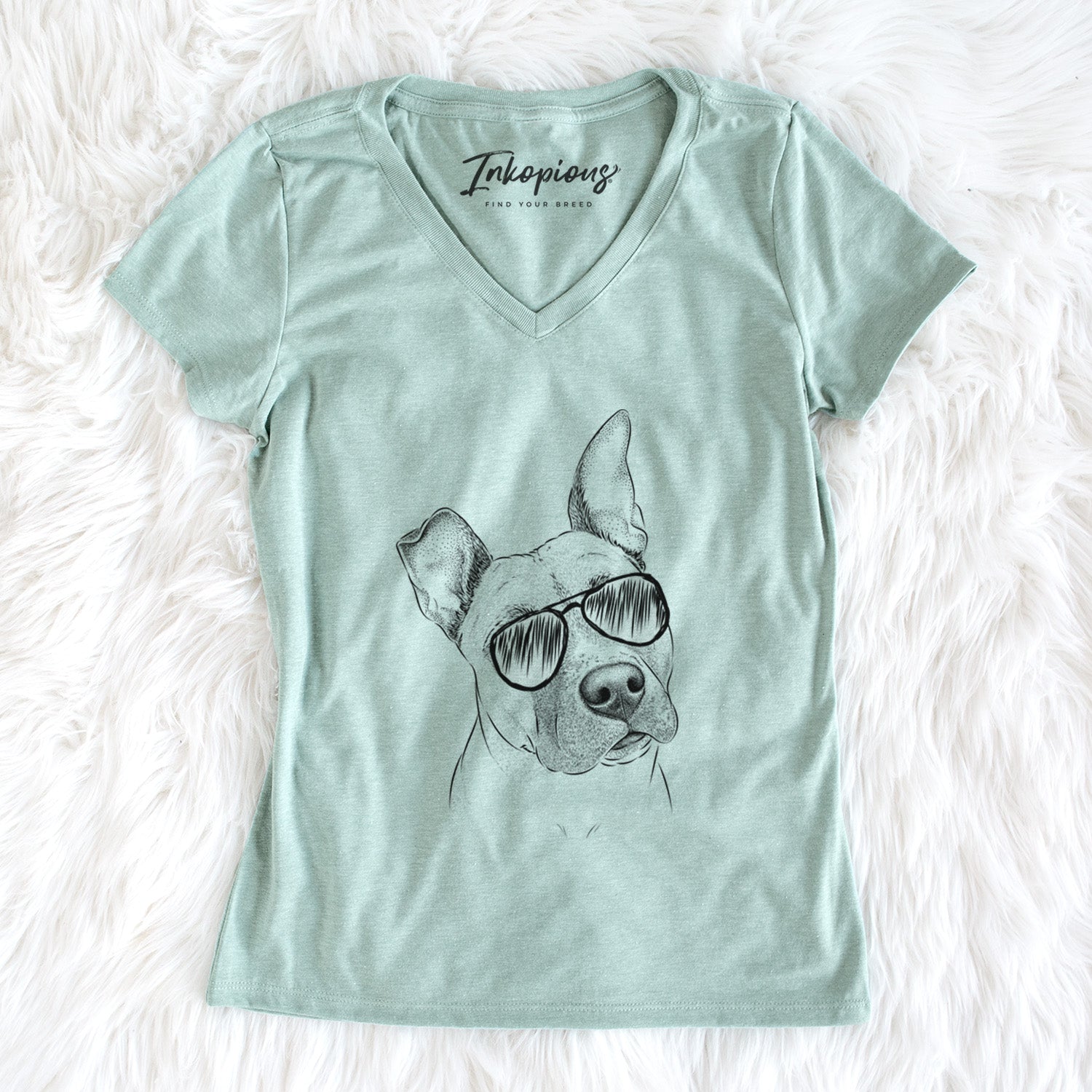 Aviator Ivy the Pitbull Mix - Women's V-neck Shirt