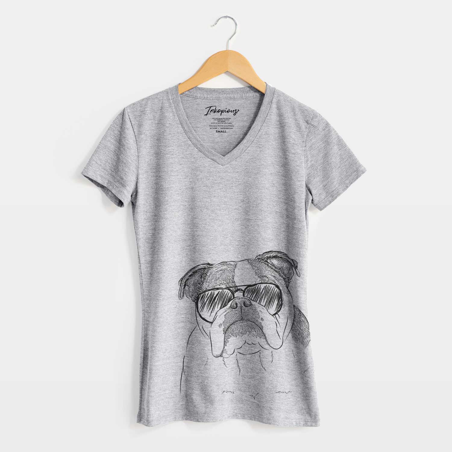 Aviator Jack the English Bulldog - Women's V-neck Shirt