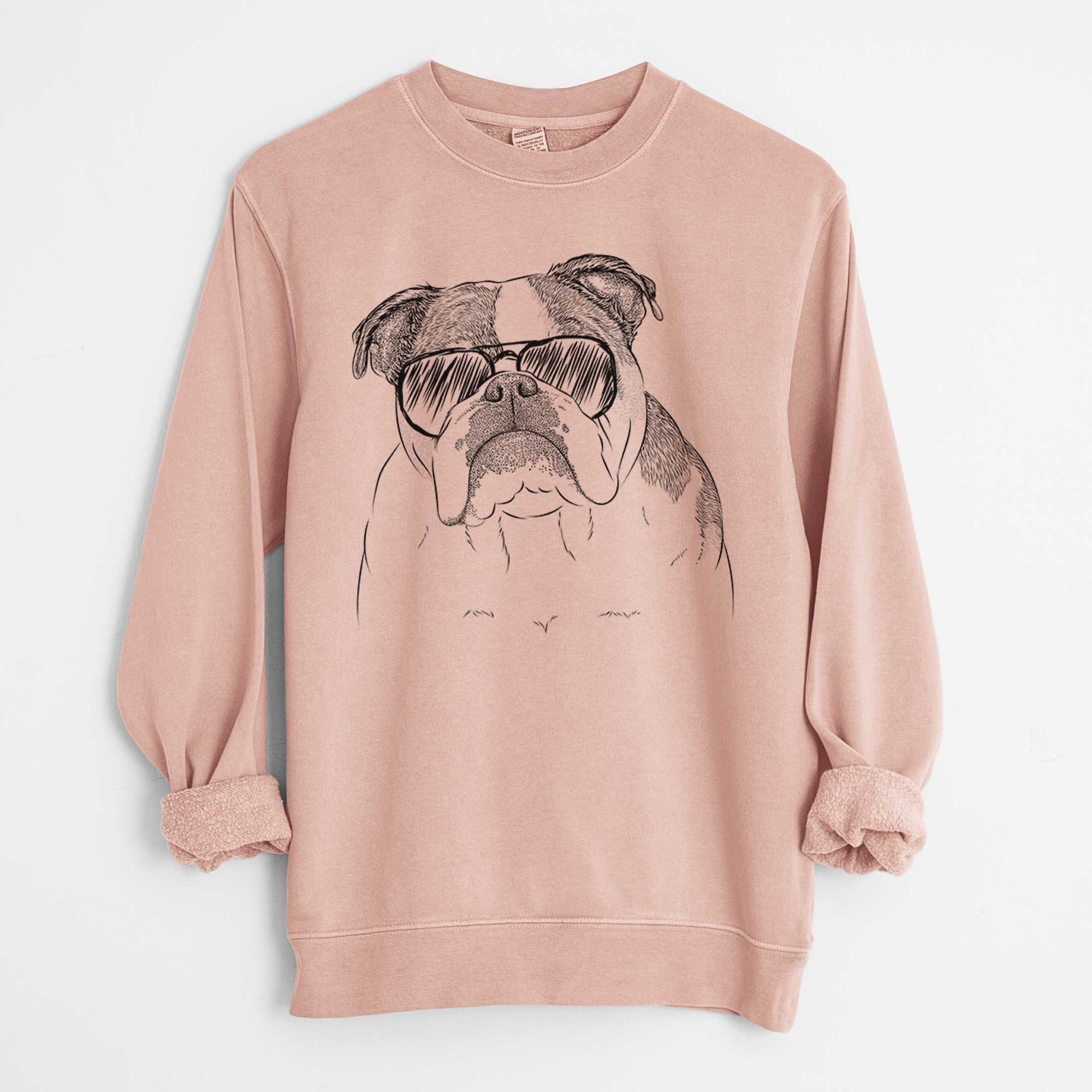 Aviator Jack the English Bulldog - Unisex Pigment Dyed Crew Sweatshirt