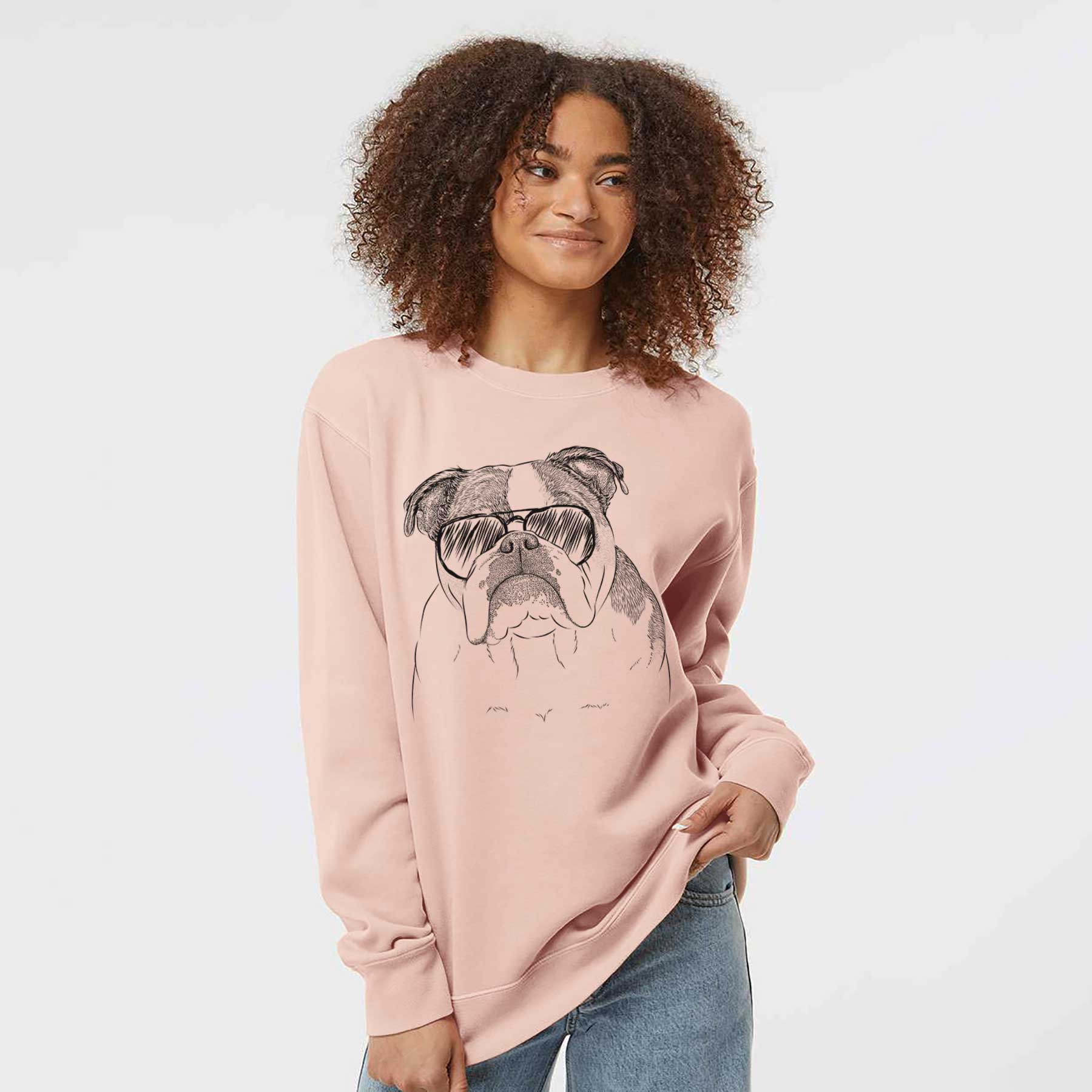 Aviator Jack the English Bulldog - Unisex Pigment Dyed Crew Sweatshirt