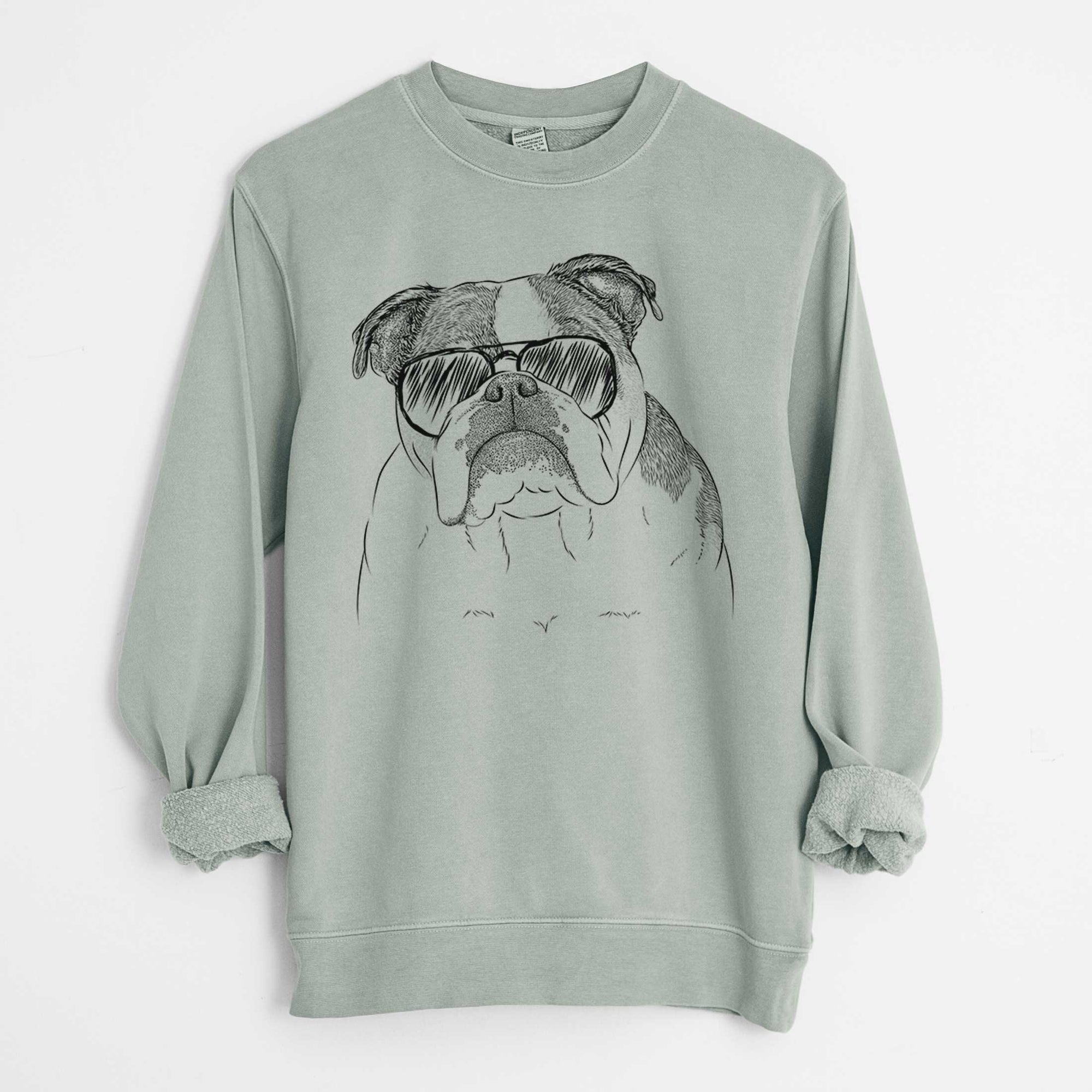 Aviator Jack the English Bulldog - Unisex Pigment Dyed Crew Sweatshirt