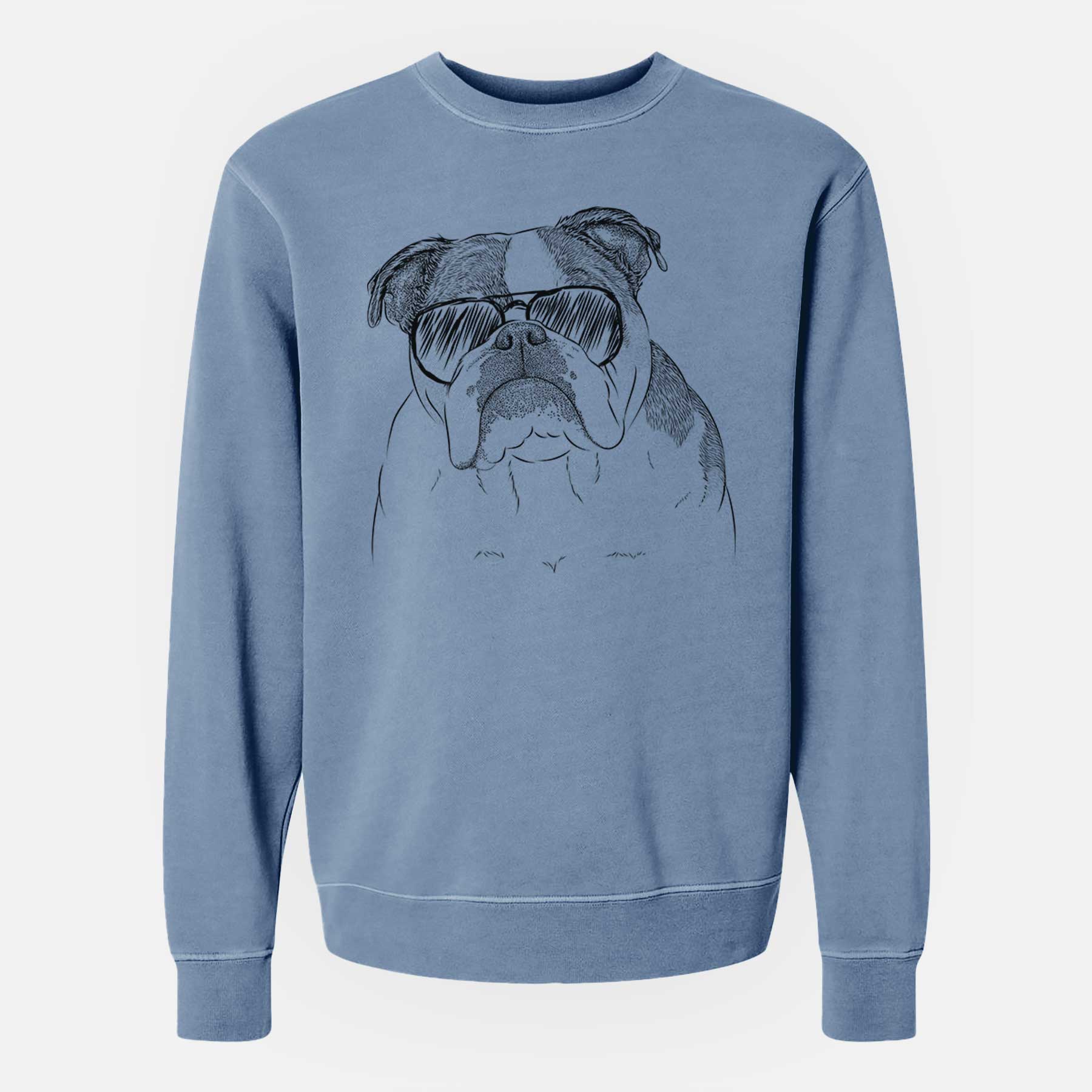 Aviator Jack the English Bulldog - Unisex Pigment Dyed Crew Sweatshirt