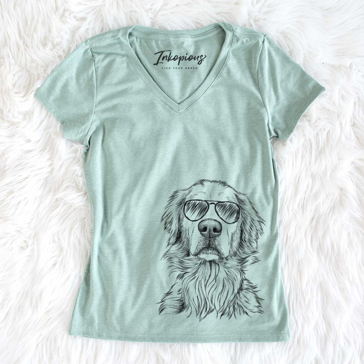 Aviator Jake aroni the Golden Retriever - Women's V-neck Shirt