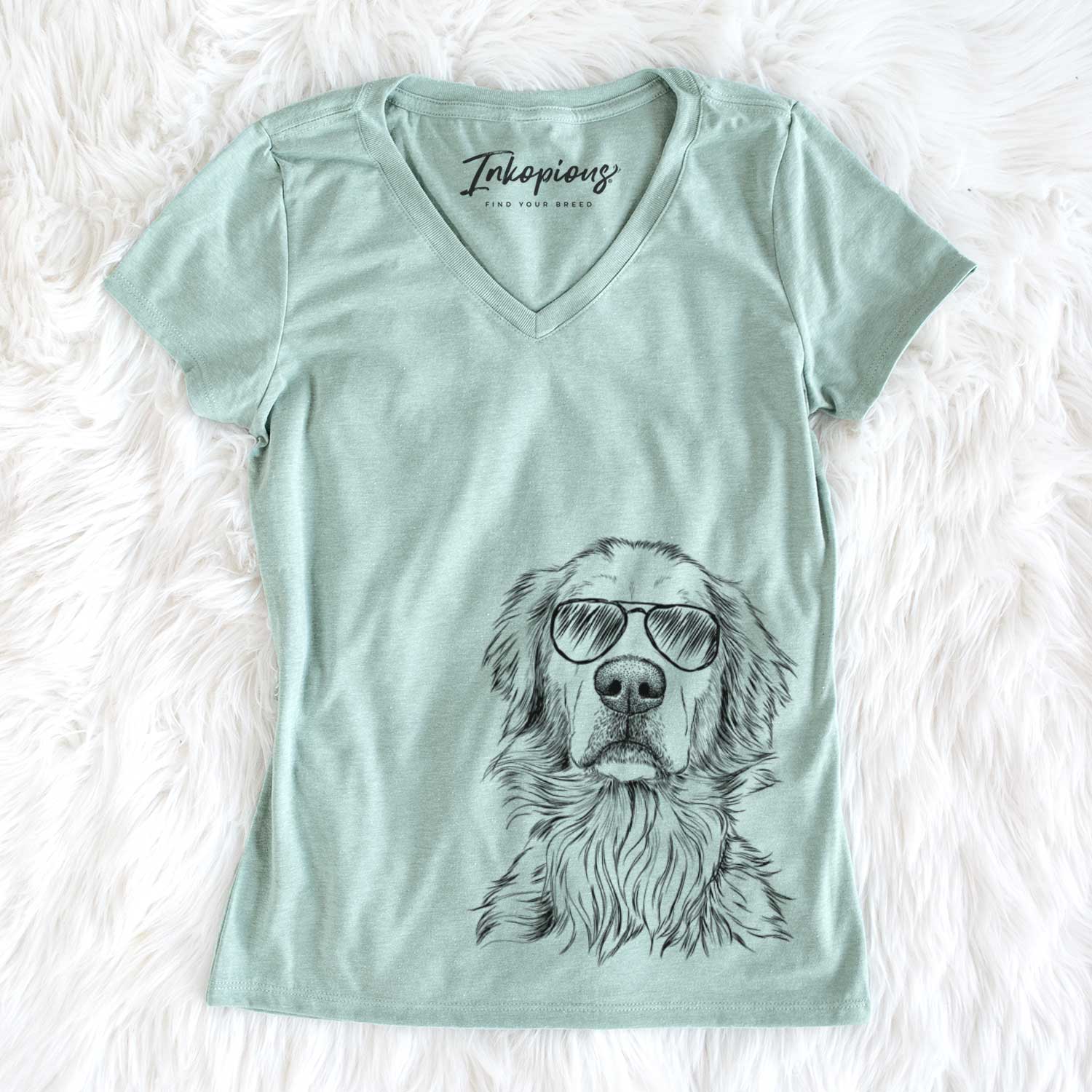 Aviator Jake aroni the Golden Retriever - Women's V-neck Shirt