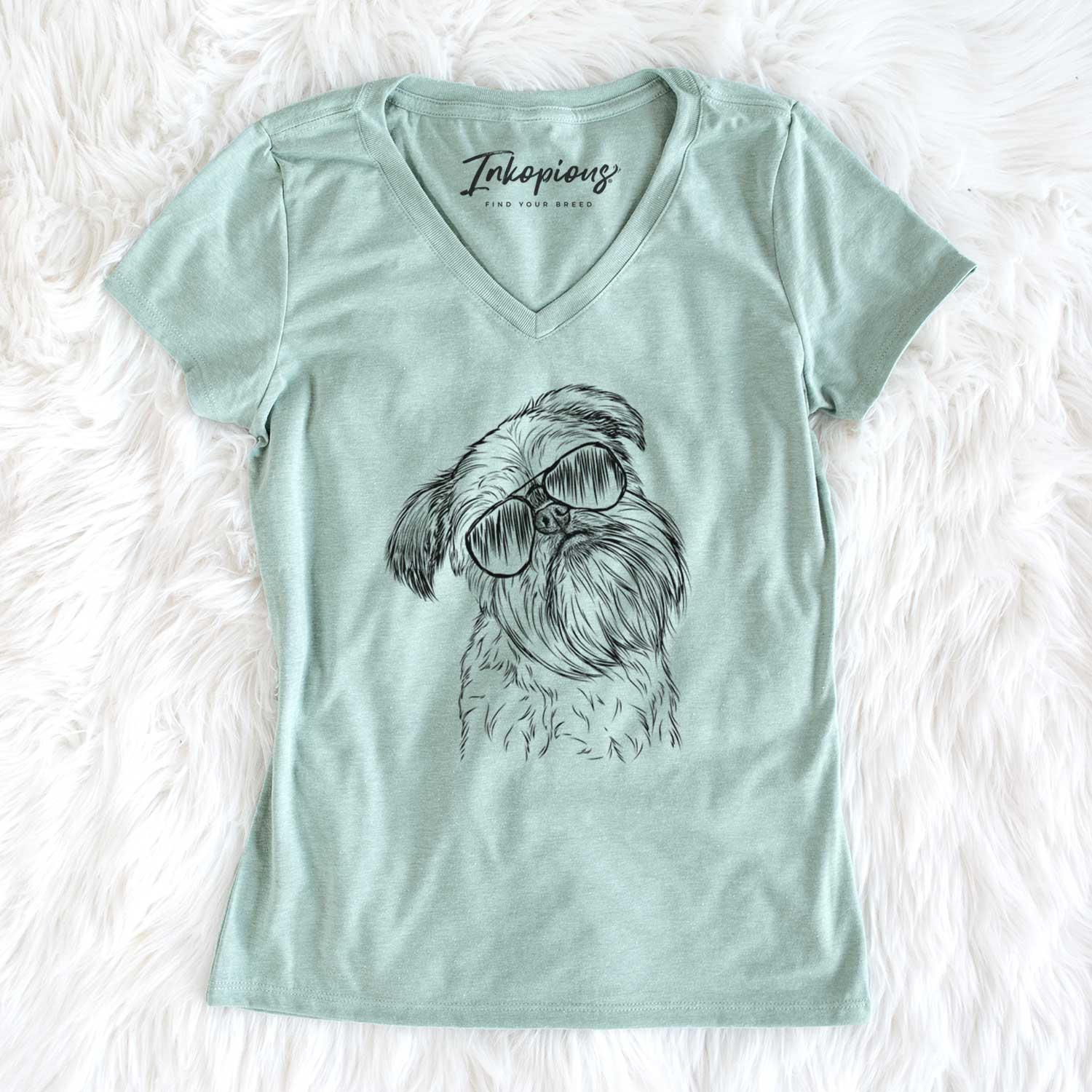 Aviator Jasper Joe the Brussels Griffon - Women's V-neck Shirt