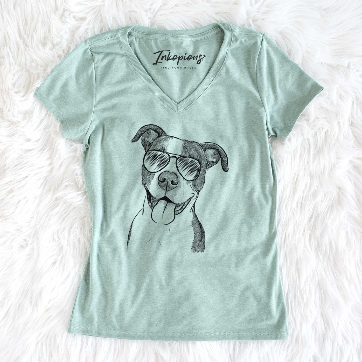 Aviator Jax the American Pitbull Terrier Mix - Women's V-neck Shirt