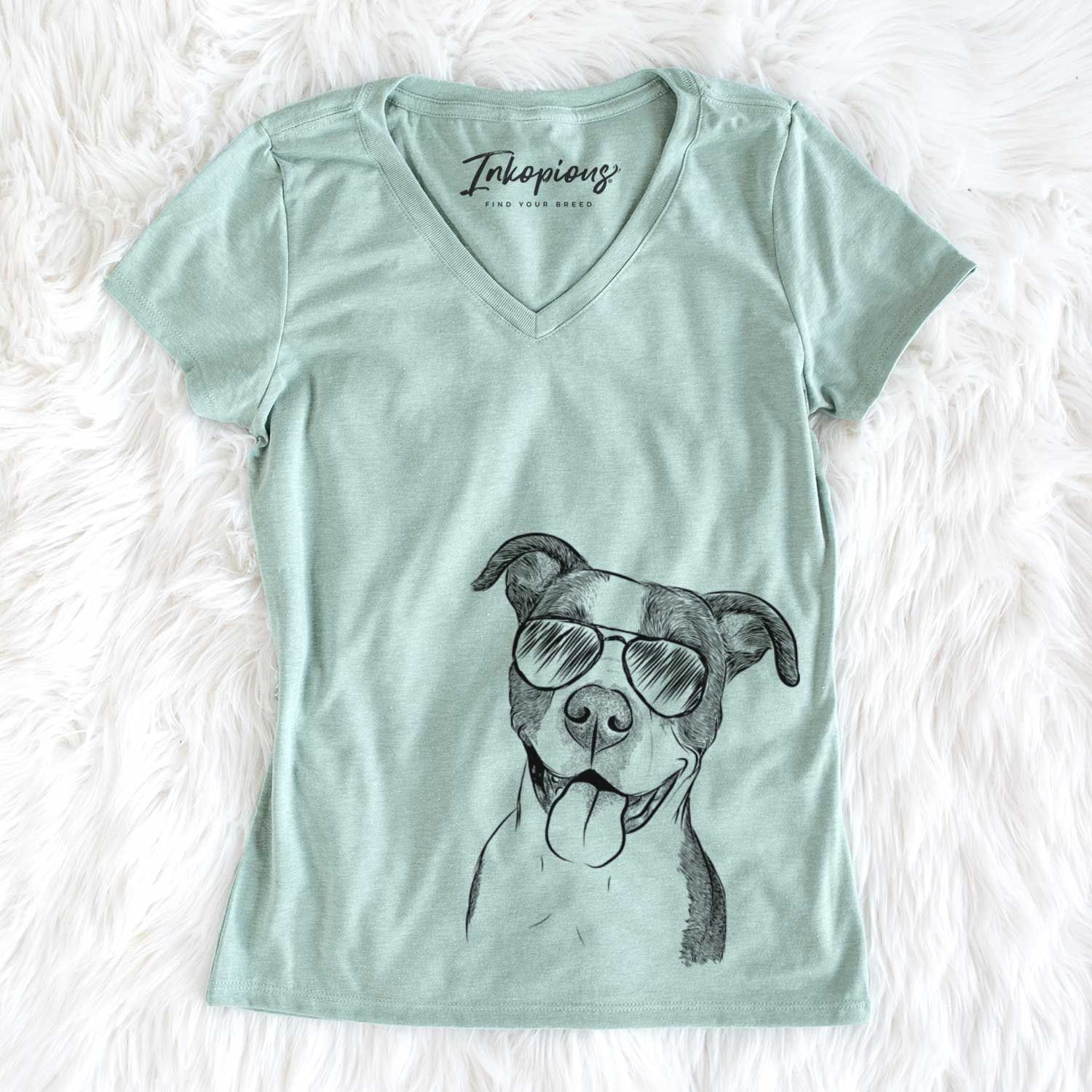 Aviator Jax the American Pitbull Terrier Mix - Women's V-neck Shirt